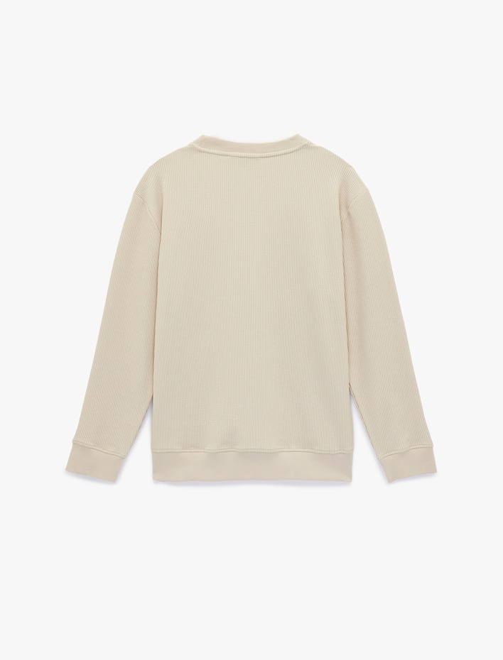  Uzun Kollu Fitilli Regular Fit Basic Bisiklet Yaka Sweatshirt