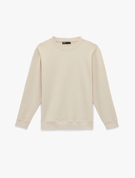 Uzun Kollu Fitilli Regular Fit Basic Bisiklet Yaka Sweatshirt