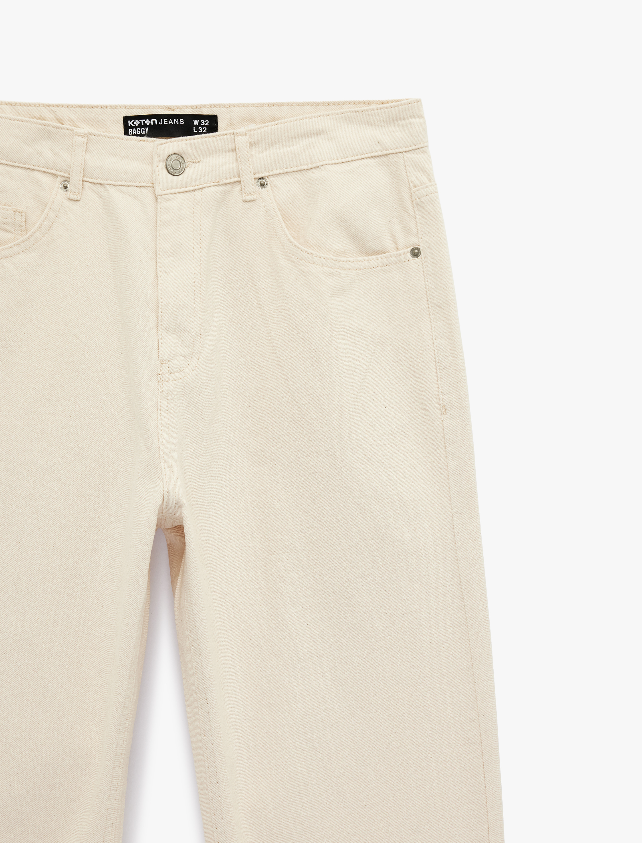   Regular Fit Beş Cepli Pamuklu Bol Baggy Jean Pantolon