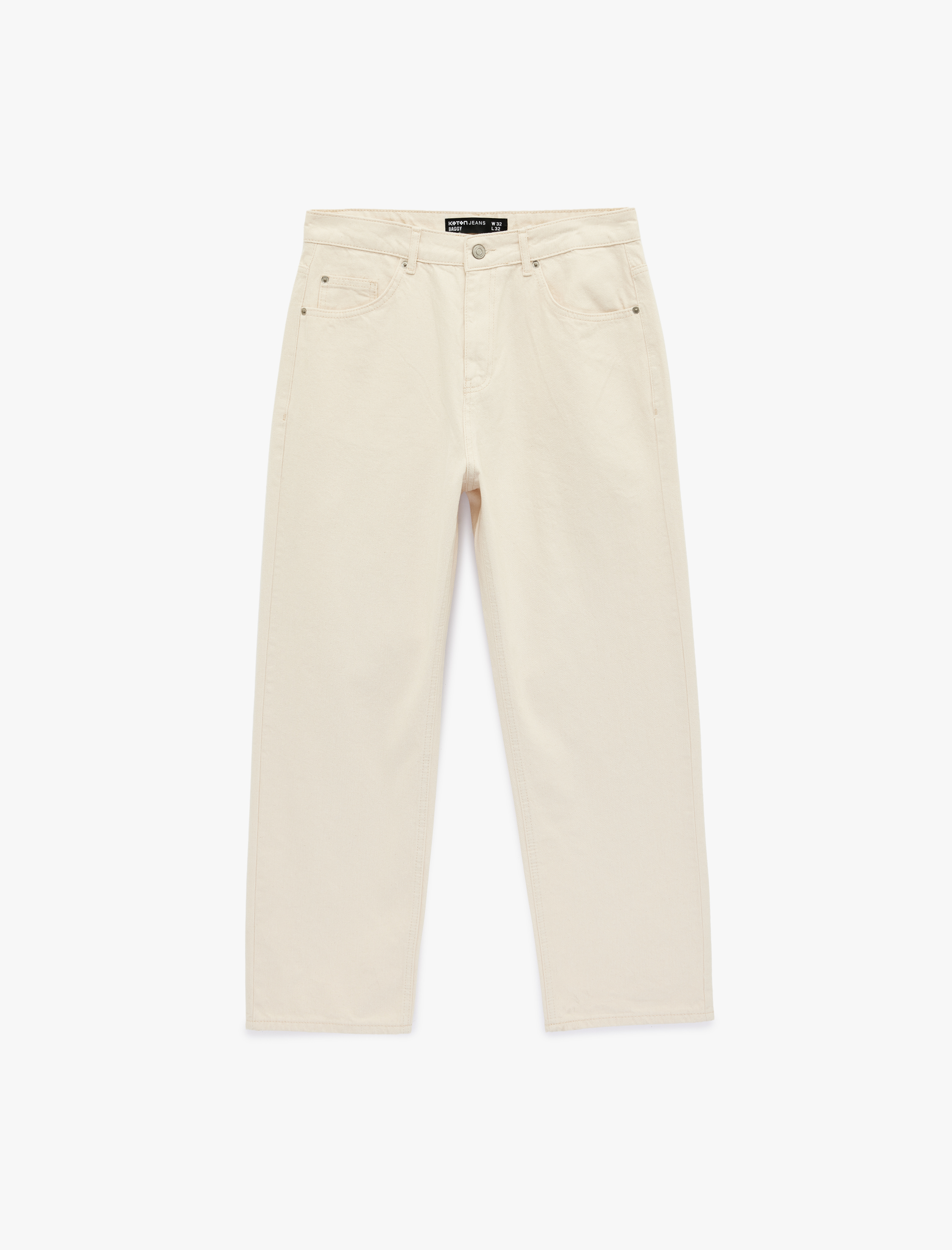   Regular Fit Beş Cepli Pamuklu Bol Baggy Jean Pantolon