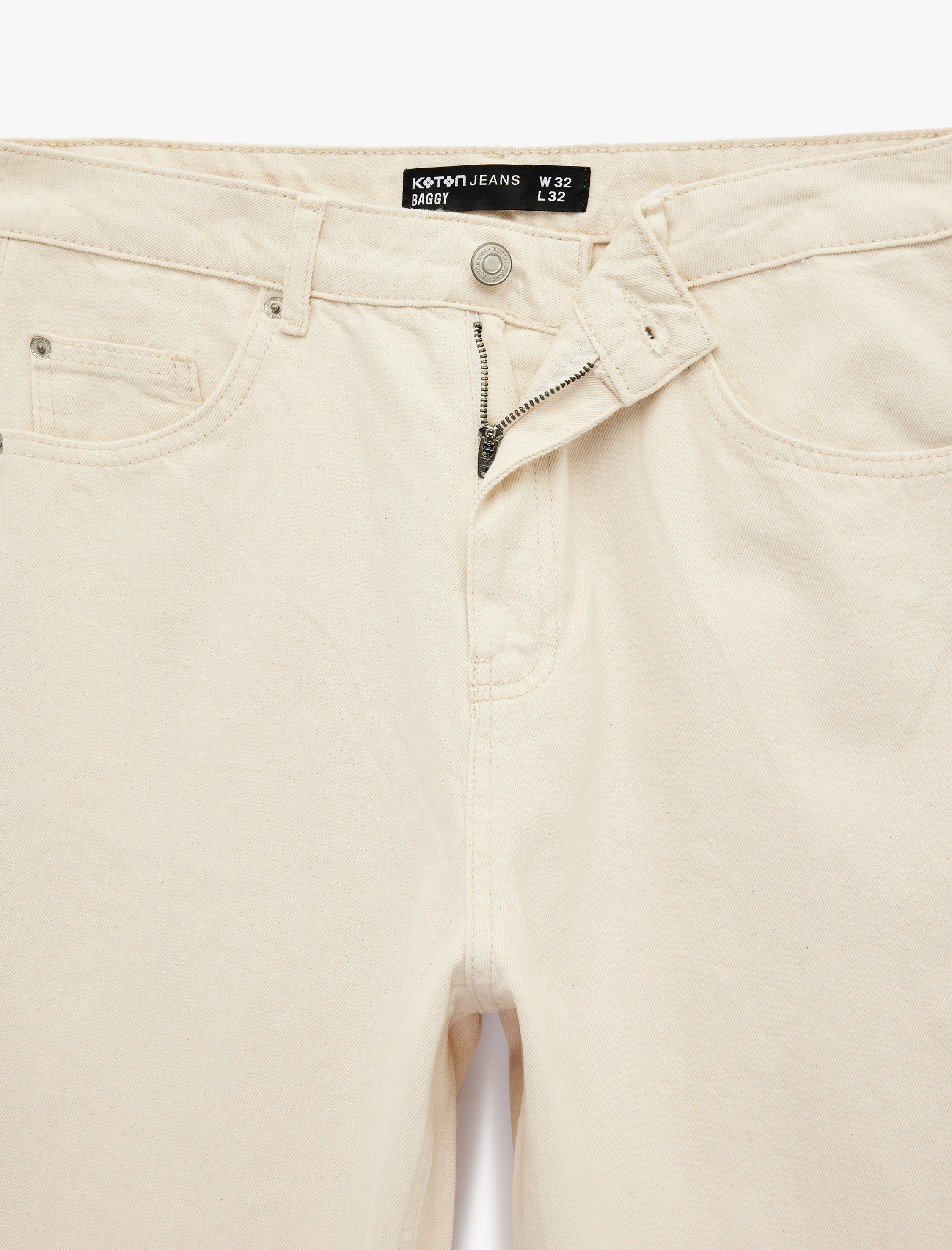   Regular Fit Beş Cepli Pamuklu Bol Baggy Jean Pantolon