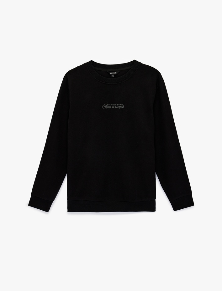  Regular Fit Uzun Kollu Baskılı Bisiklet Yaka Sweatshirt