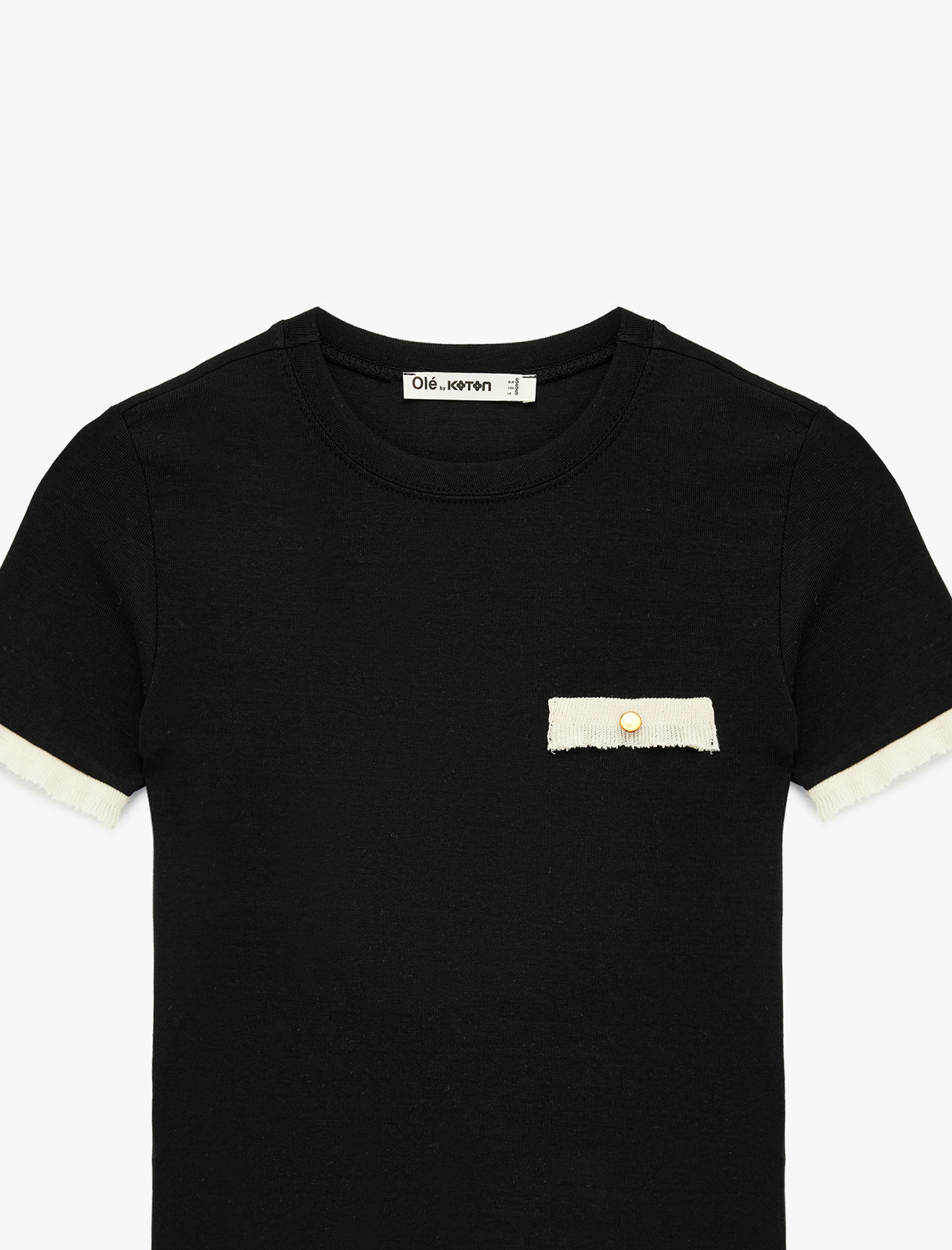   Cep Detaylı Biyeli Kısa Kollu Modal Karışımlı Bisiklet Yaka Tişört