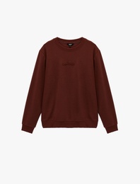 Regular Fit Uzun Kollu Baskılı Bisiklet Yaka Sweatshirt