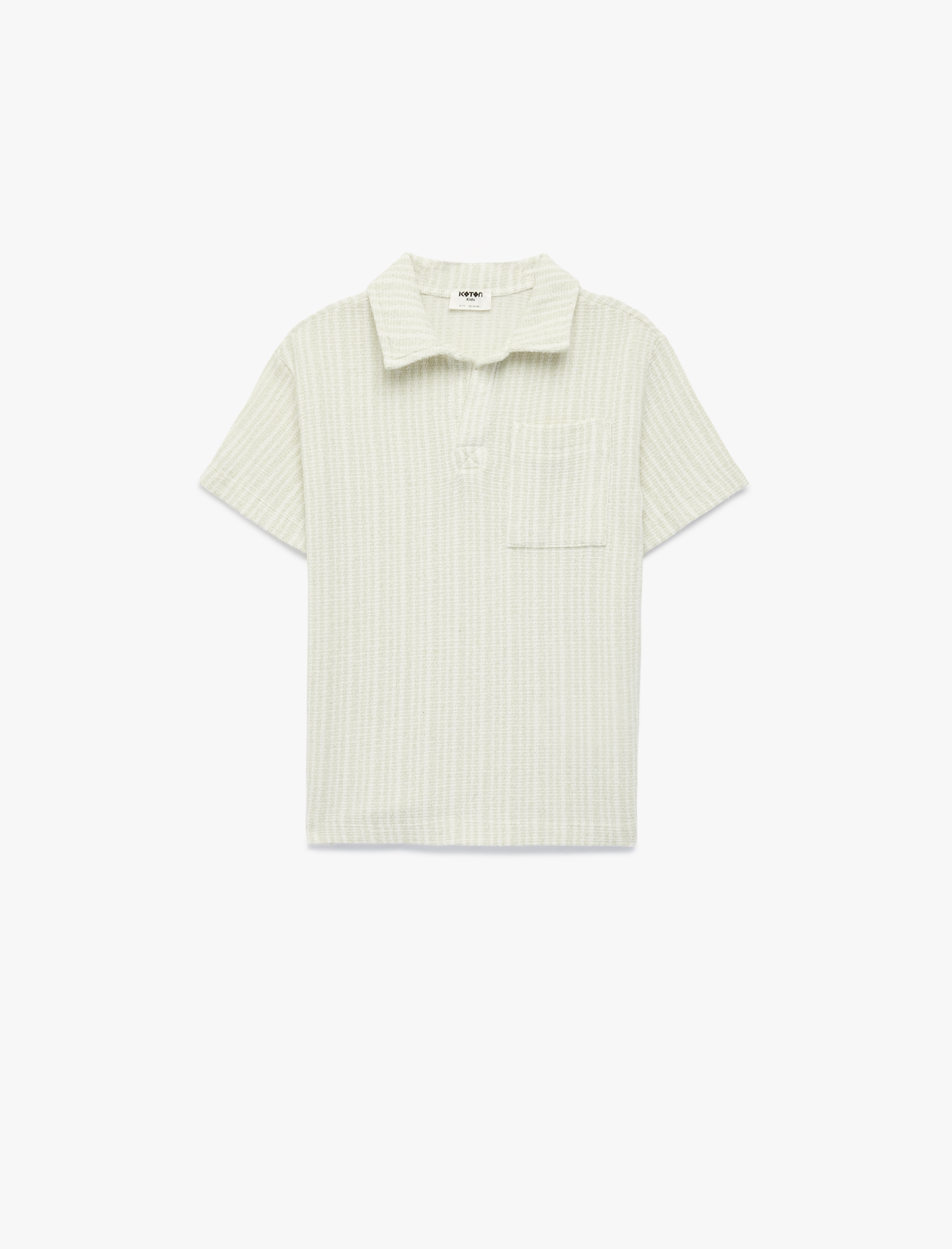  Erkek Çocuk Tek Cepli Dokulu Kısa Kollu Polo Yaka Tişört