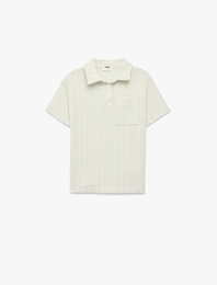 Tek Cepli Dokulu Kısa Kollu Polo Yaka Tişört