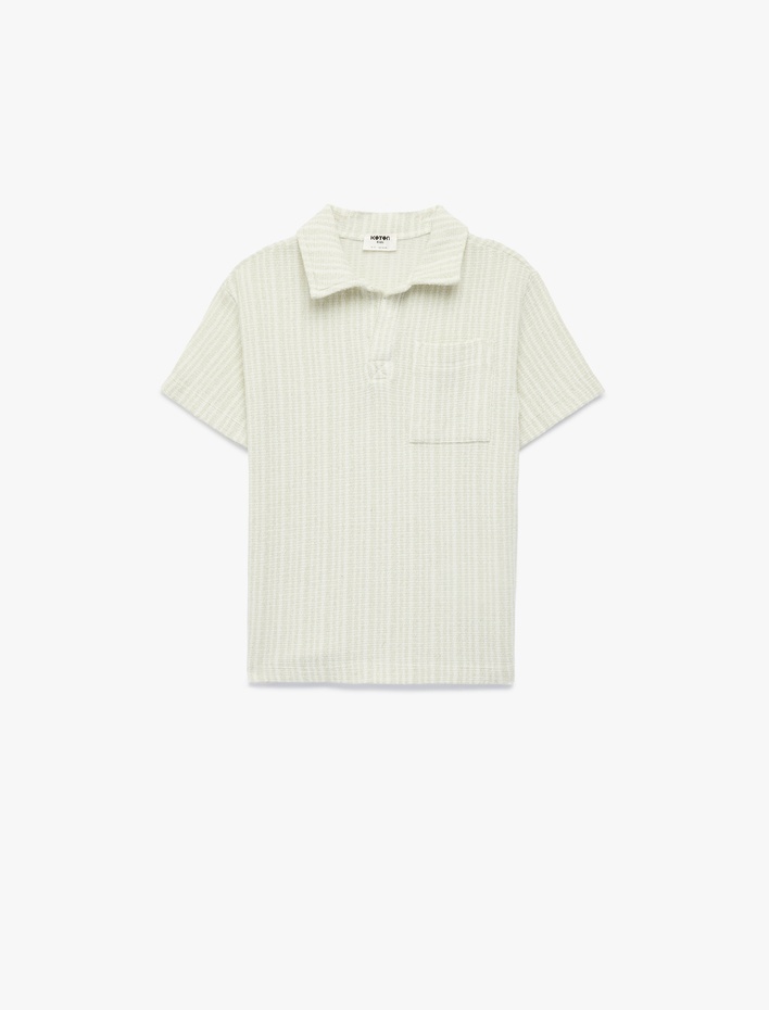 Erkek Çocuk Tek Cepli Dokulu Kısa Kollu Polo Yaka Tişört