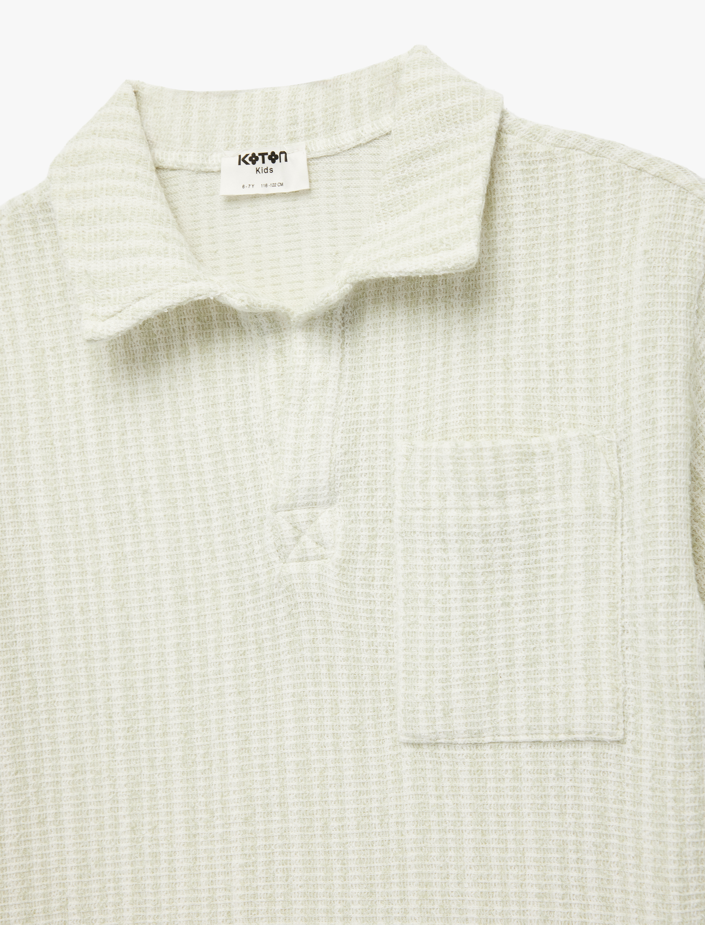  Erkek Çocuk Tek Cepli Dokulu Kısa Kollu Polo Yaka Tişört