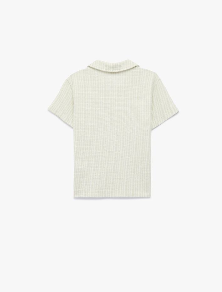 Erkek Çocuk Tek Cepli Dokulu Kısa Kollu Polo Yaka Tişört