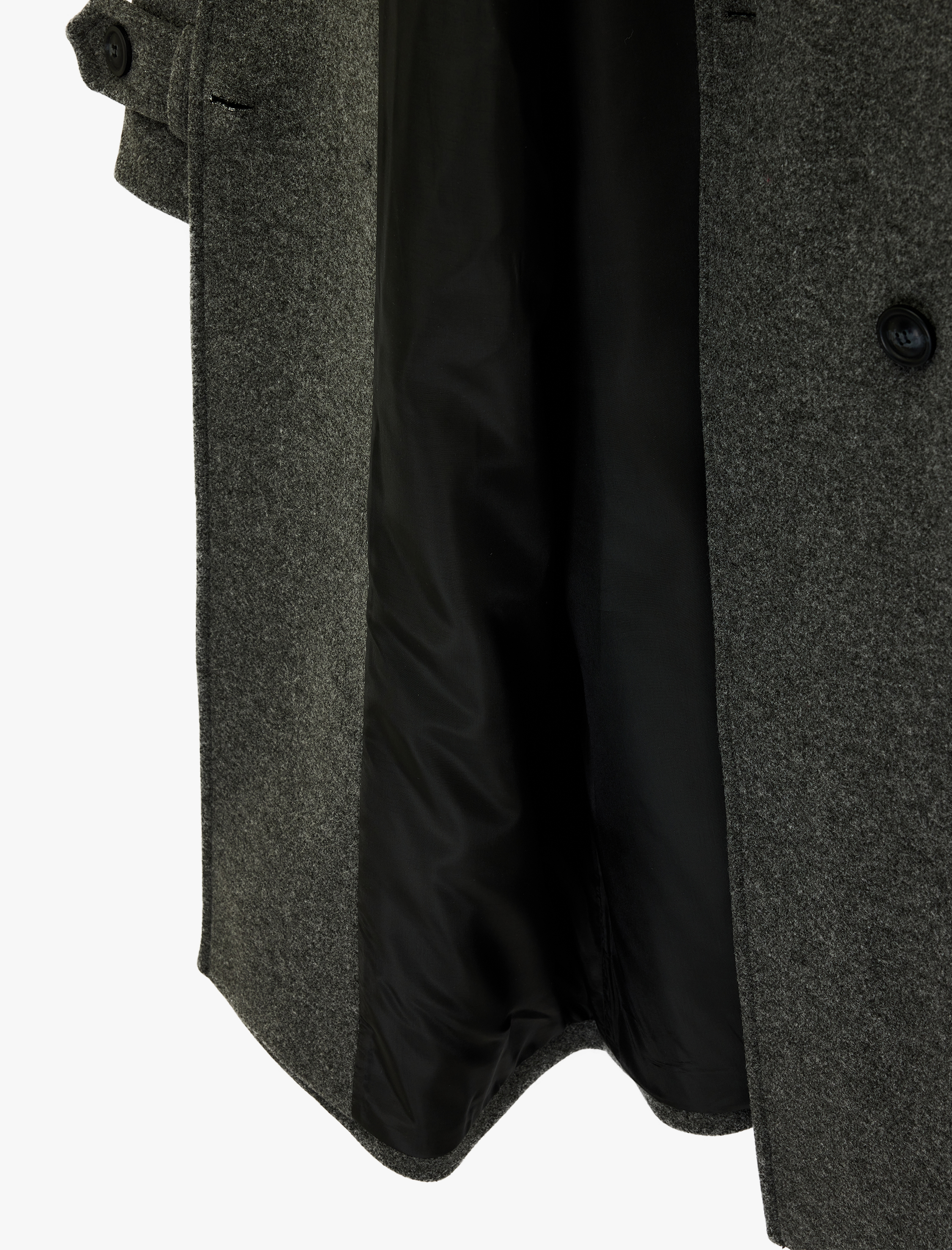   Kruvaze Yaka Uzun Kollu Cepli Kemerli Uzun Kaşe Kaban