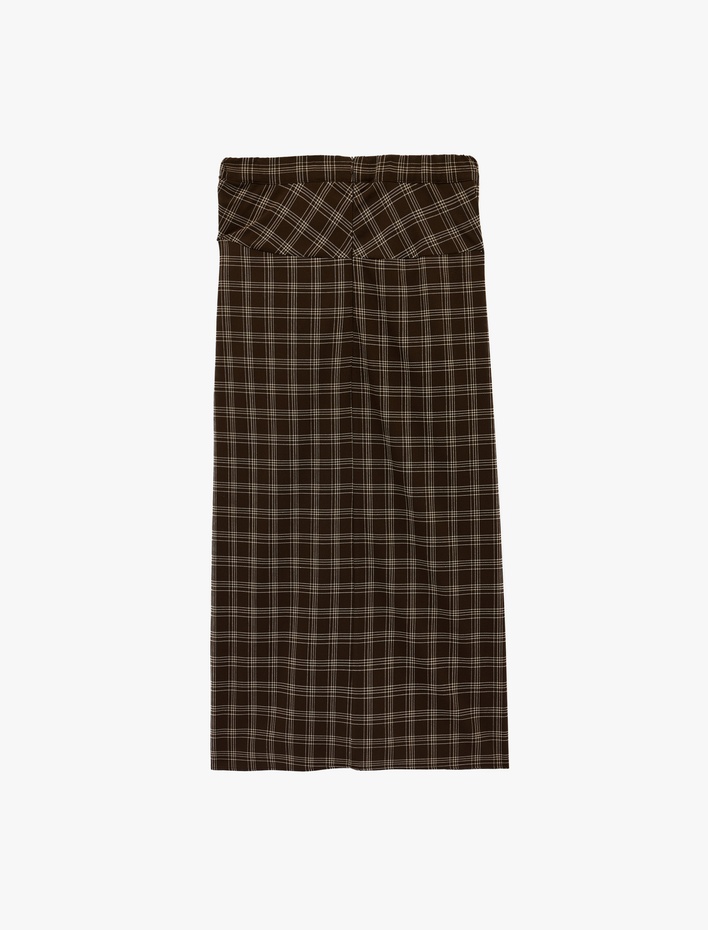  Asimetrik Kesim Viskon Karışımlı Midi Etek