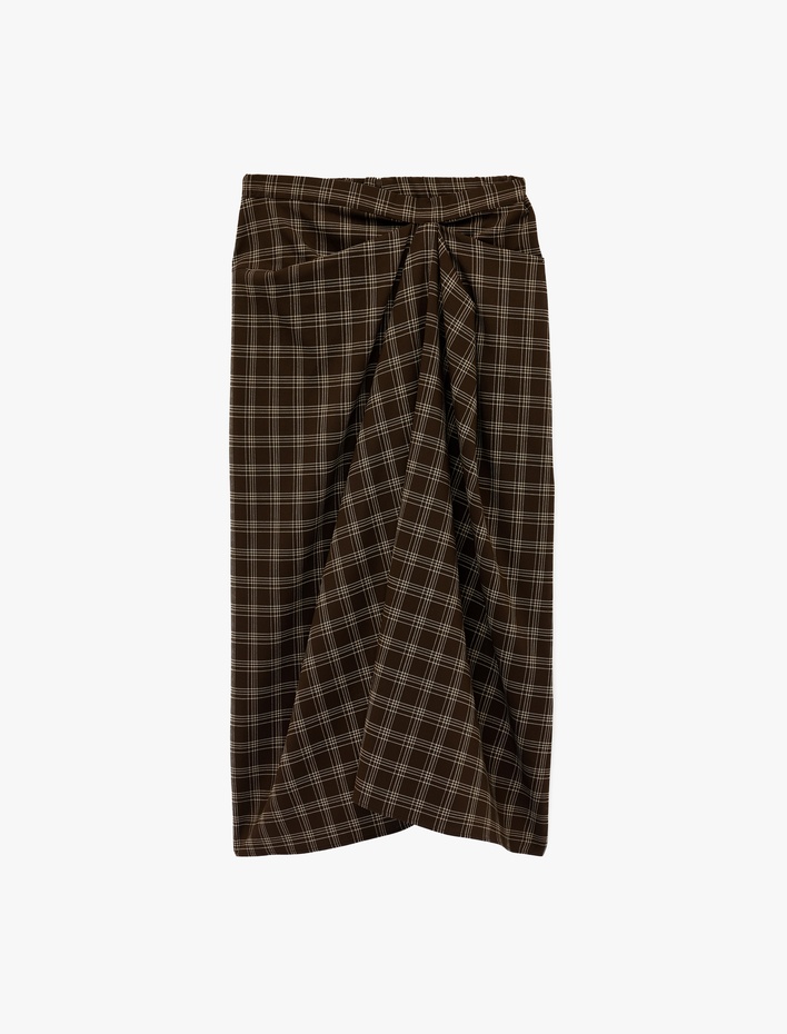  Asimetrik Kesim Viskon Karışımlı Midi Etek