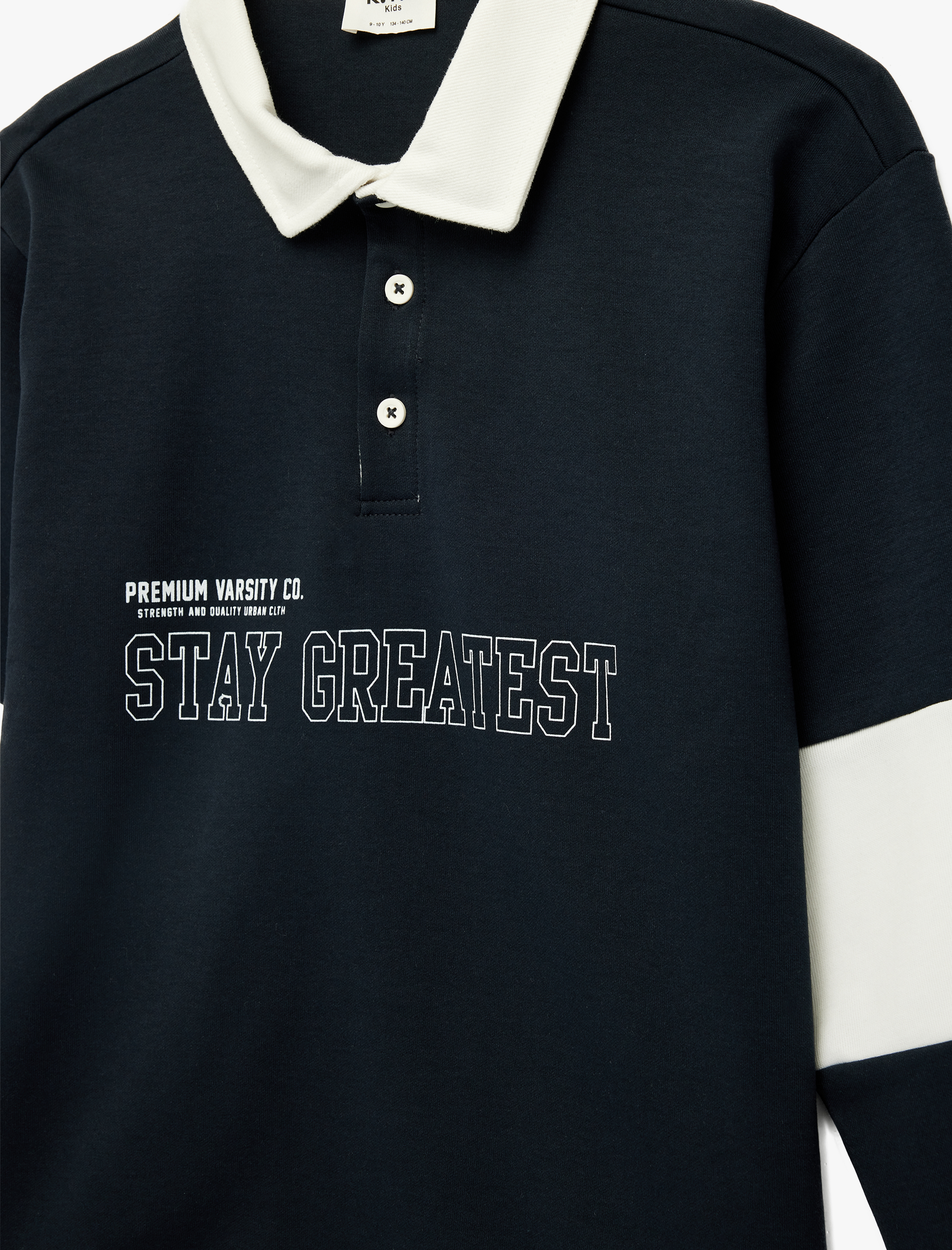  Erkek Çocuk Pamuklu Uzun Kollu Baskılı Oversize Polo Yaka Sweatshirt