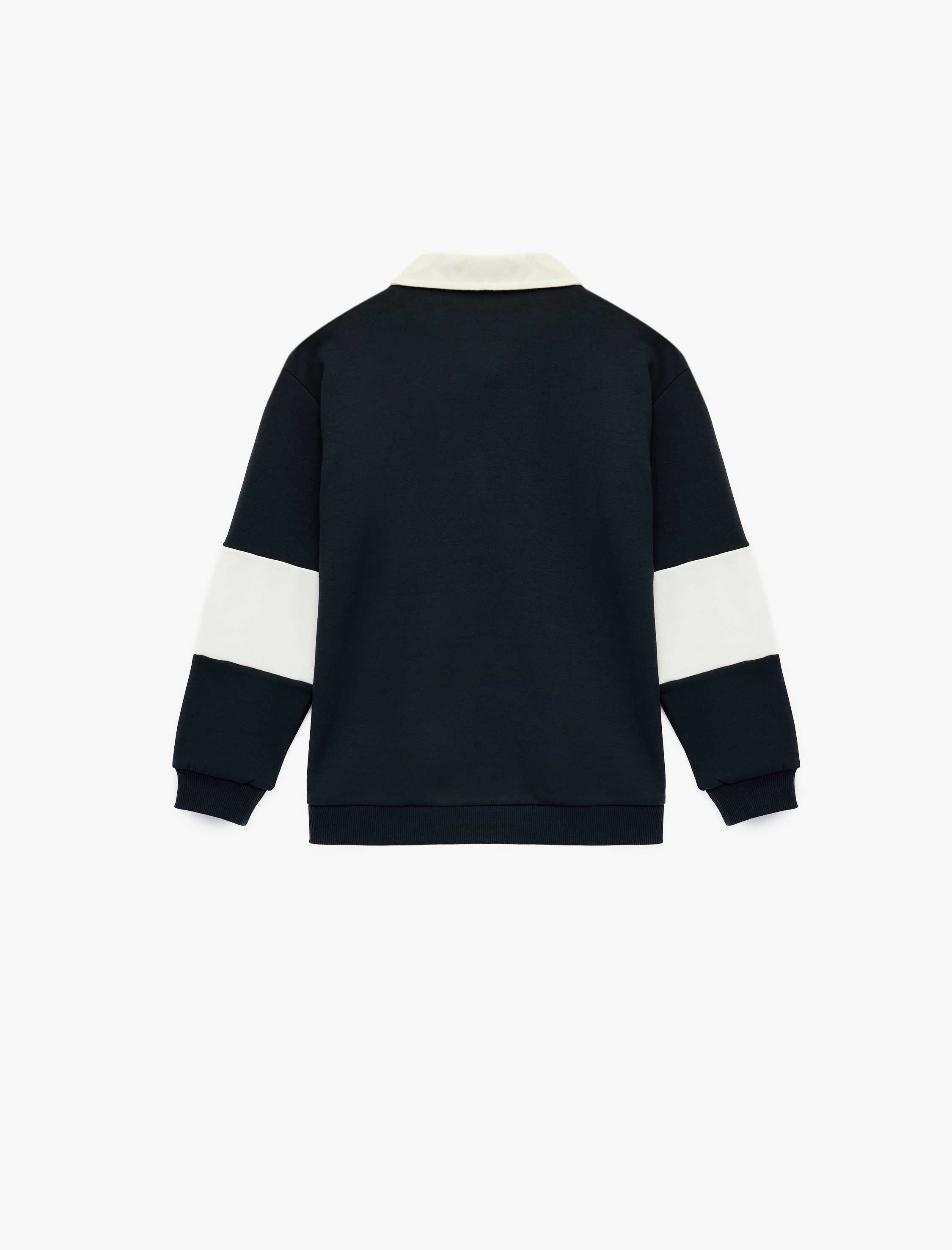  Erkek Çocuk Pamuklu Uzun Kollu Baskılı Oversize Polo Yaka Sweatshirt