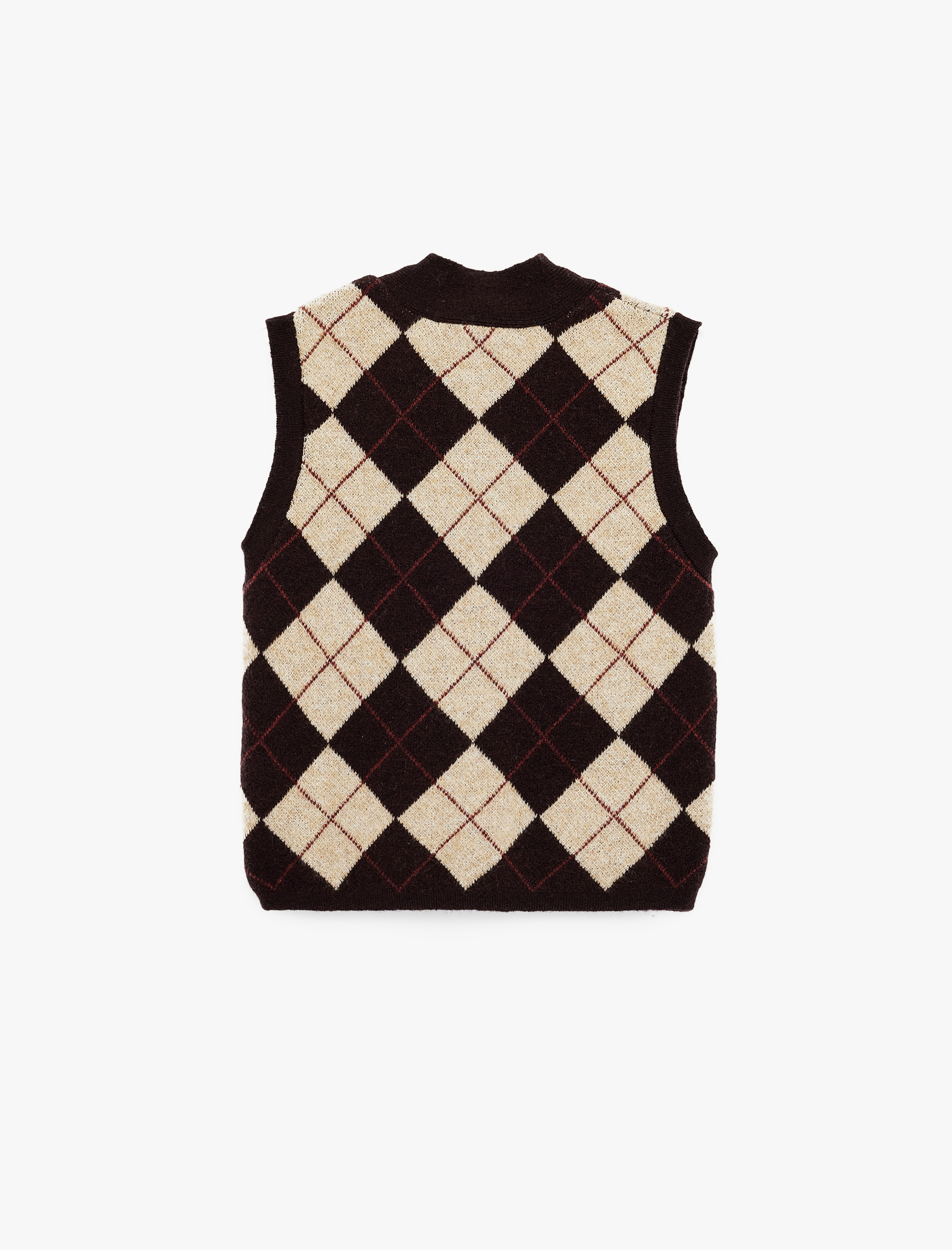   Bağlama Detaylı Hafif Dik Yaka Baklava Desenli Süveter