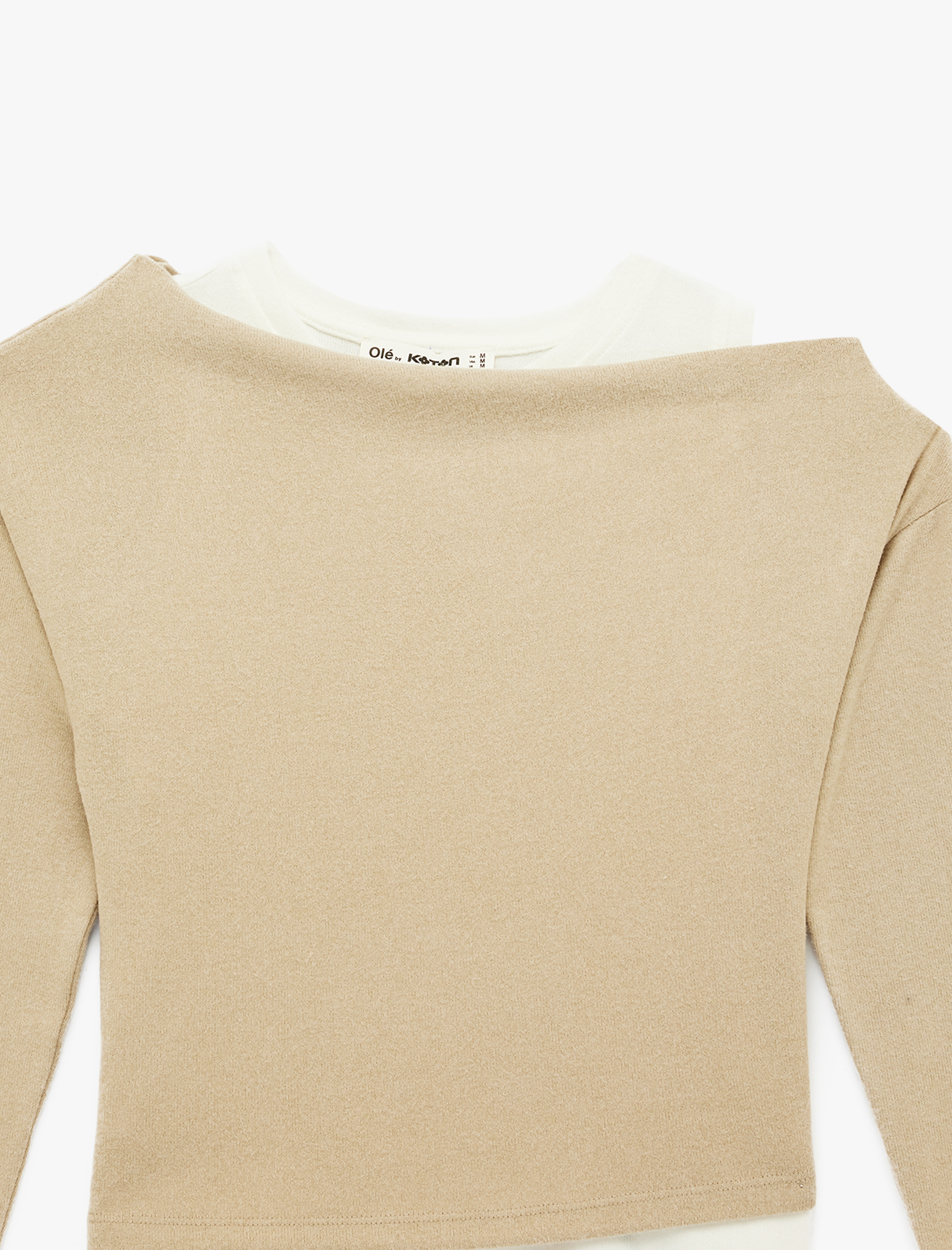   Slim Fit Renk Kontrastlı Asimetrik Çift Yaka Uzun Kollu Tişört