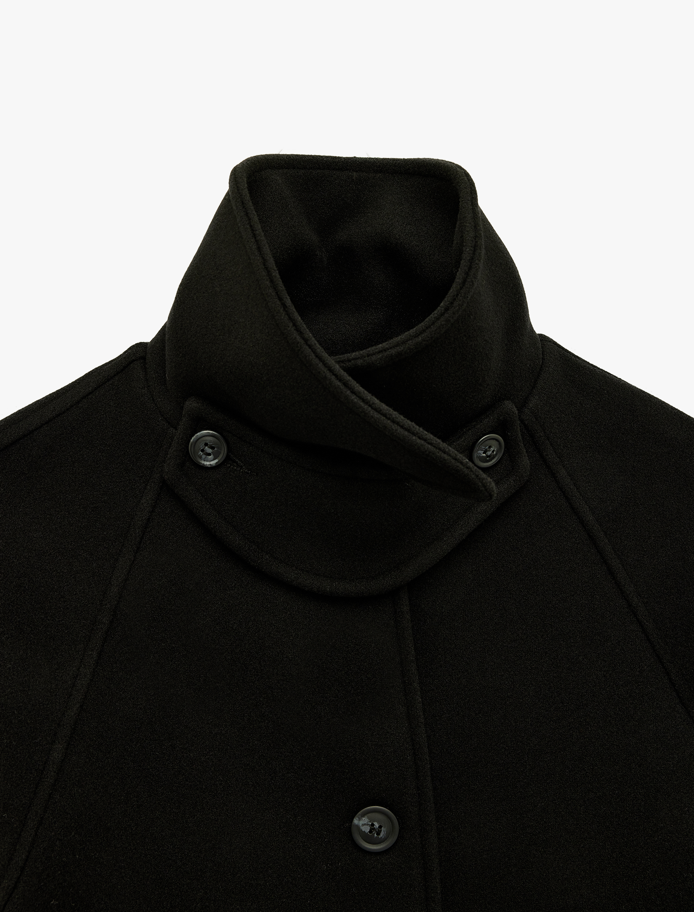   Düğmeli Uzun Reglan Kollu Kaşe Kaban