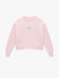 Bisiklet Yaka Uzun Kollu İşlemeli Örgü Triko Kazak