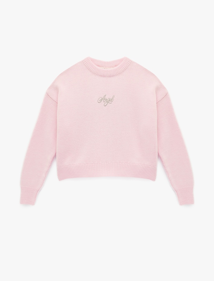  Bisiklet Yaka Uzun Kollu İşlemeli Örgü Triko Kazak