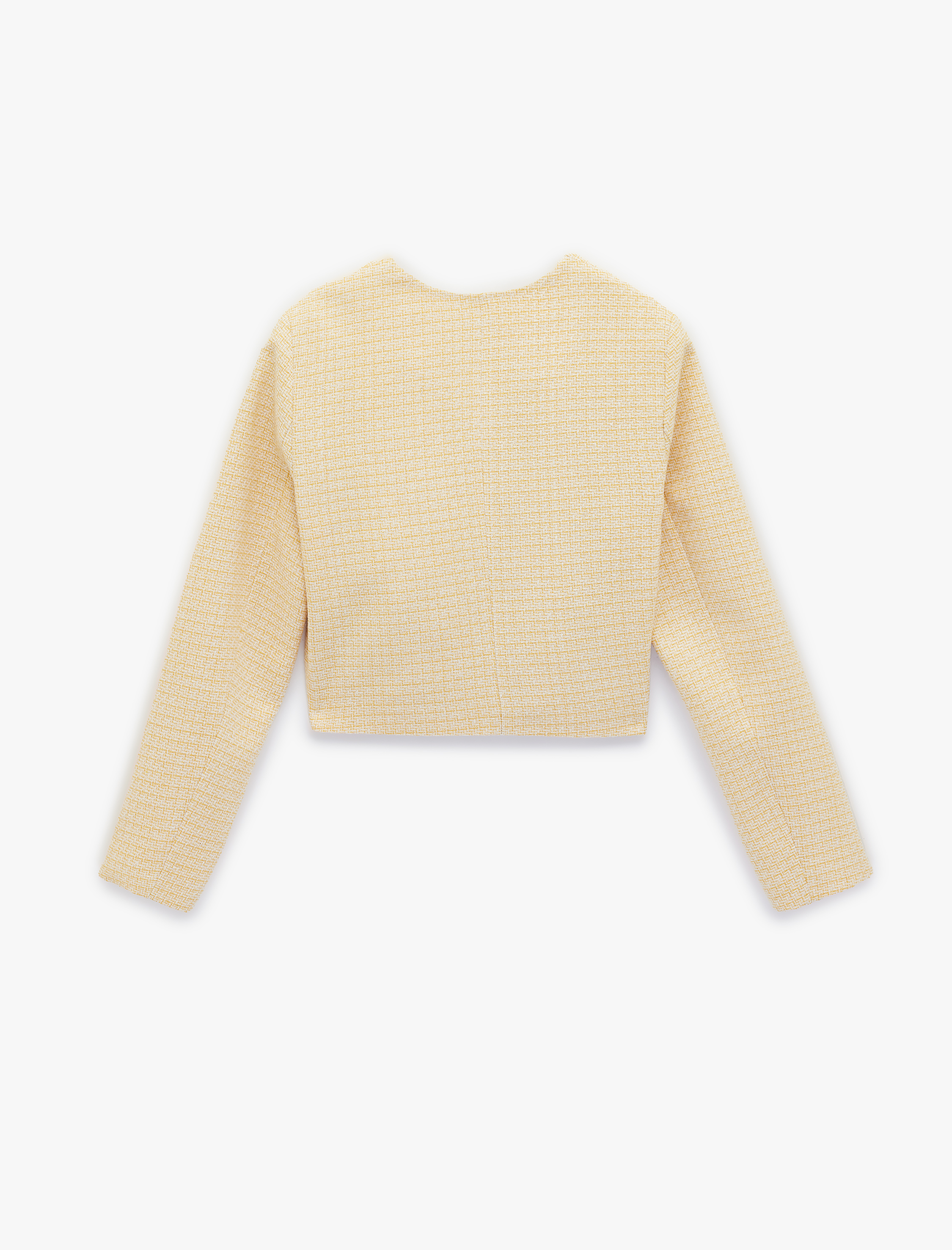   Uzun Kollu Bisiklet Yaka Cep Detaylı Taşlı Düğmeli Kareli Ceket