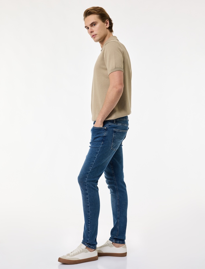  Normal Bel Cepli Dar Paça Demim Pantolon - Super Skinny Fit Justin Jeans