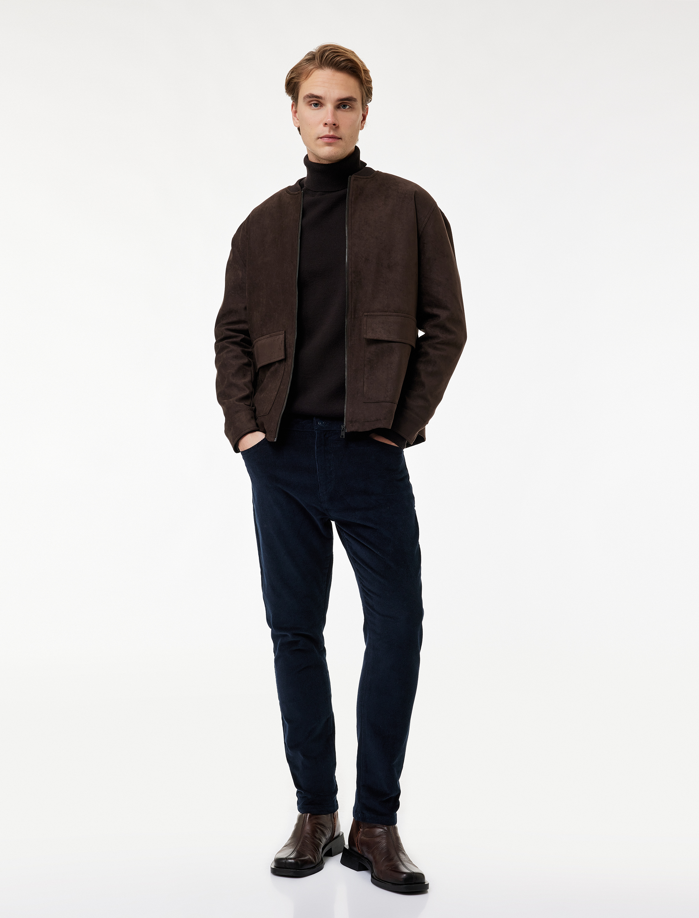   Pamuklu Normal Bel Cepli Fitilli Kadife Pantolon