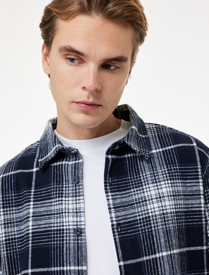  Regular Fit Klasik Yaka Düğmeli Uzun Kollu Oduncu Gömleği