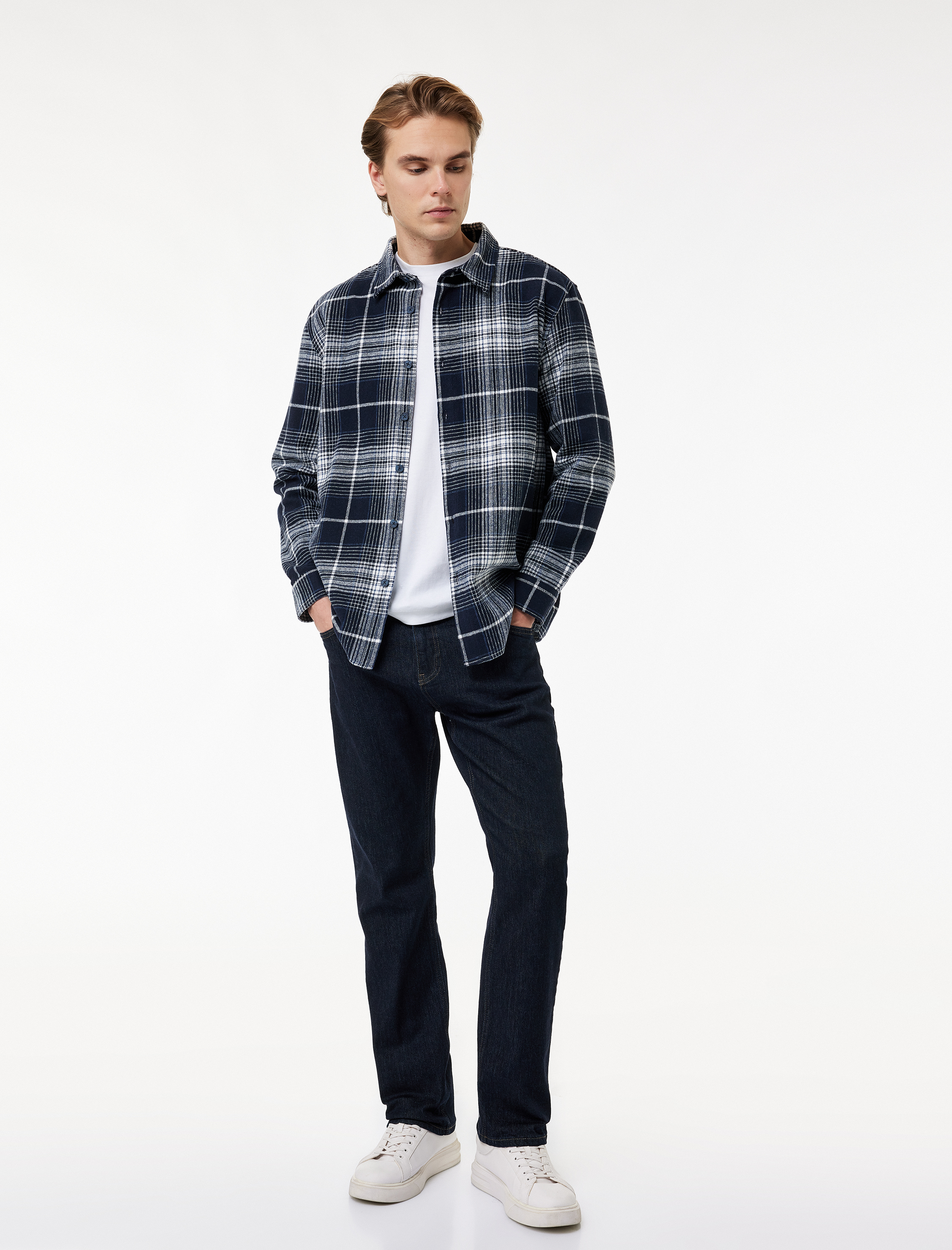   Regular Fit Klasik Yaka Düğmeli Uzun Kollu Oduncu Gömleği