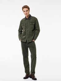 Rahat Kalıp Düğmeli Cepli Gömlek Yaka Jean Ceket