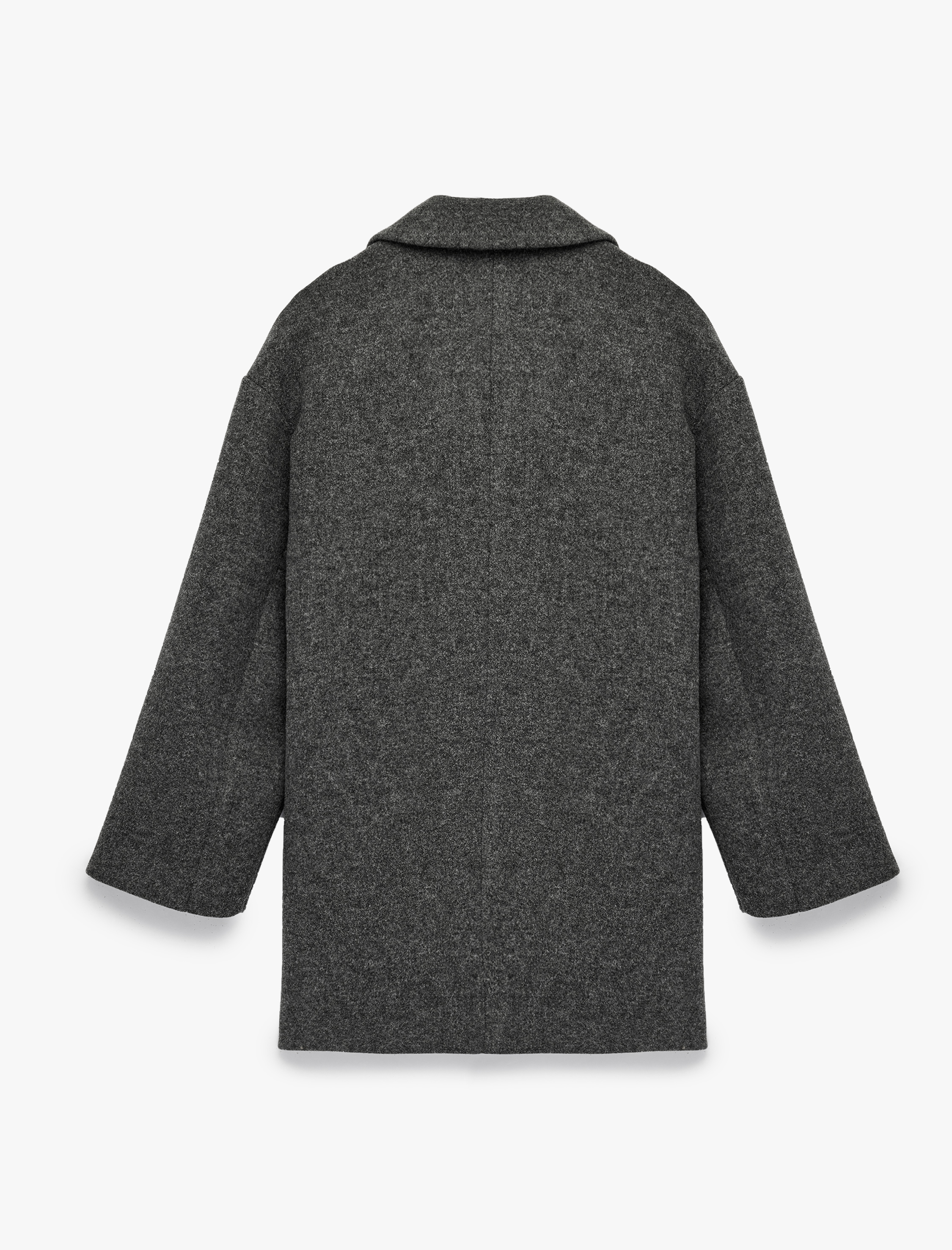   Uzun Kollu Düğmeli Cepli Kruvaze Kaşe Kaban