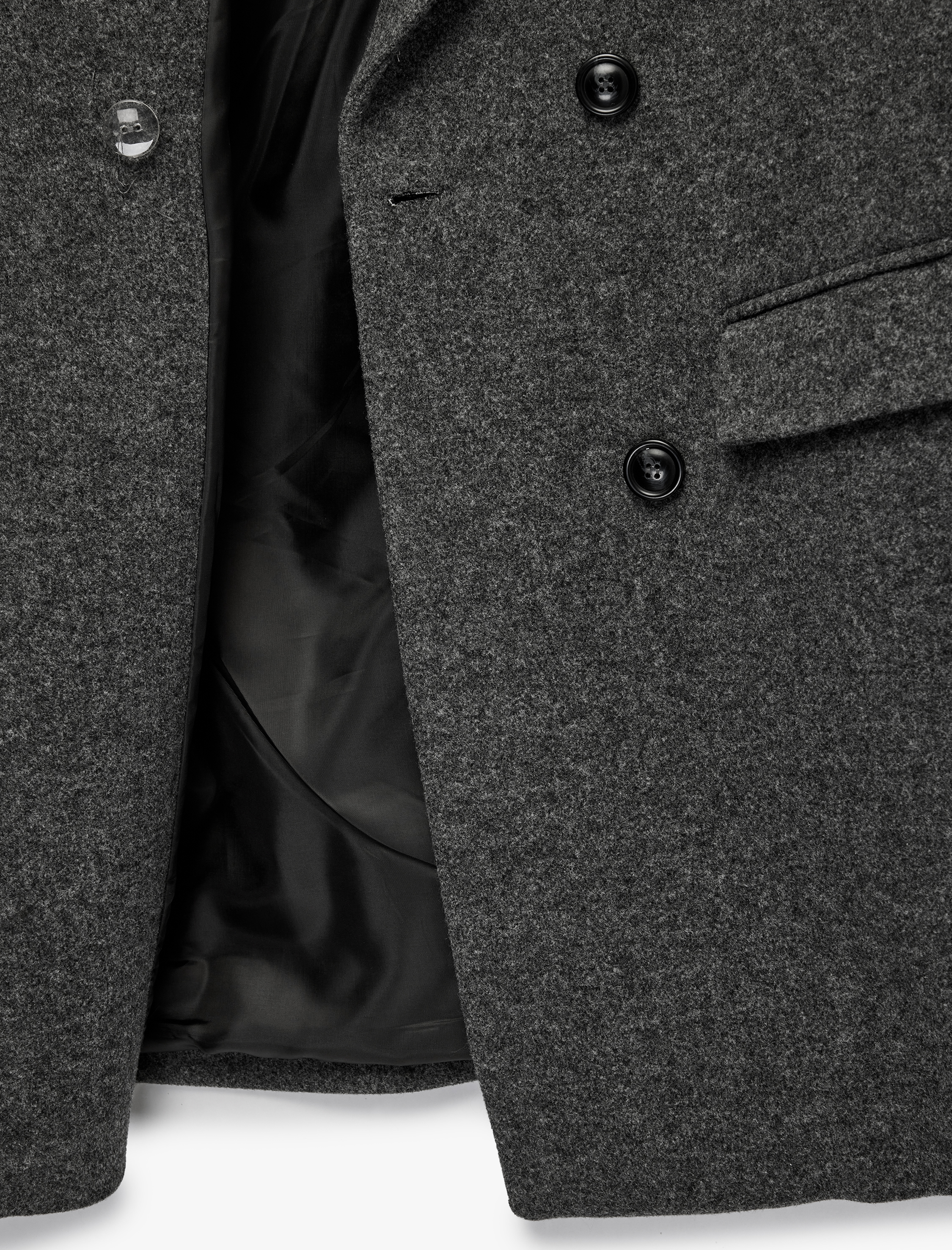   Uzun Kollu Düğmeli Cepli Kruvaze Kaşe Kaban