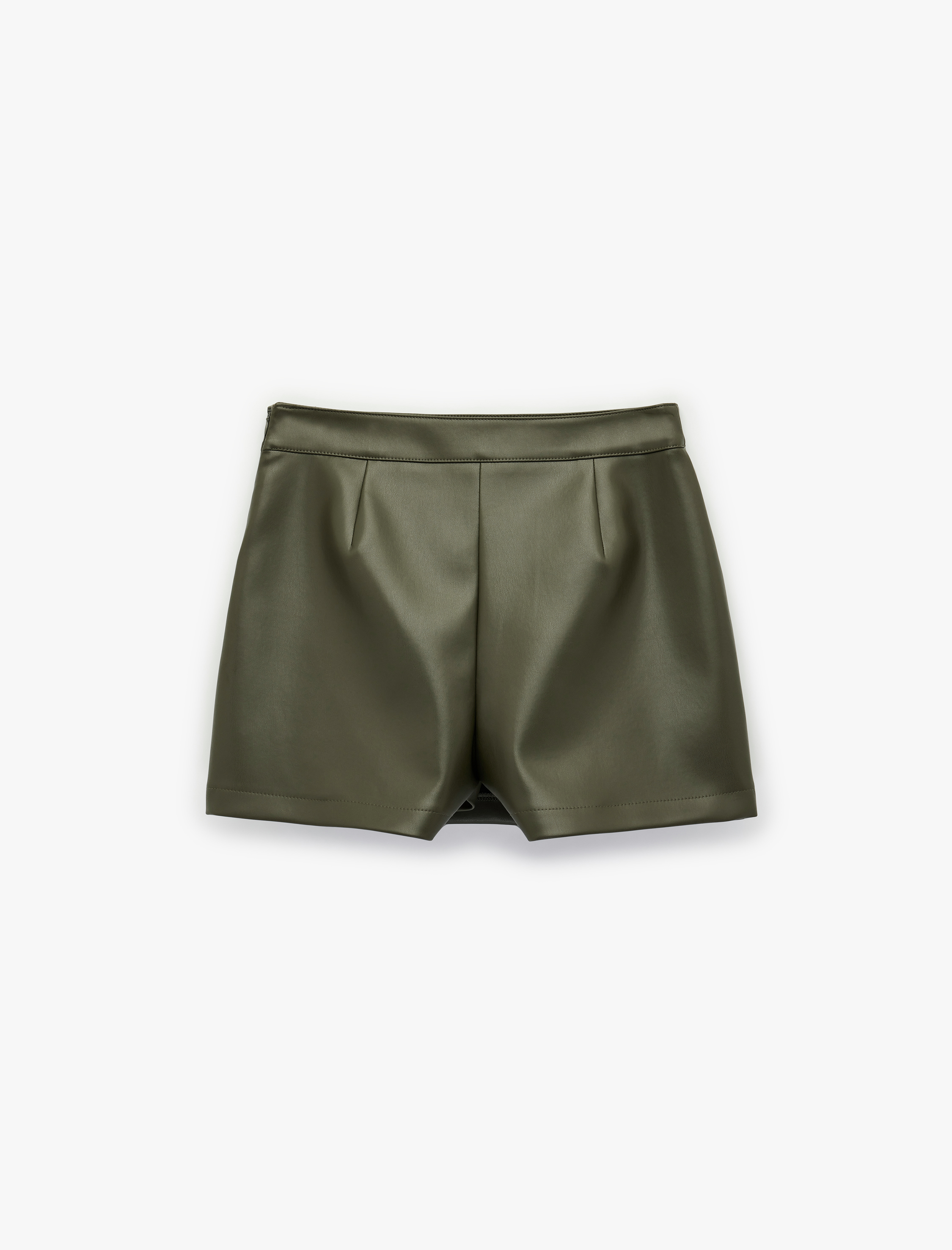   Slim Fit Yırtmaç Detaylı A Kesim Mini Saten Şort Etek