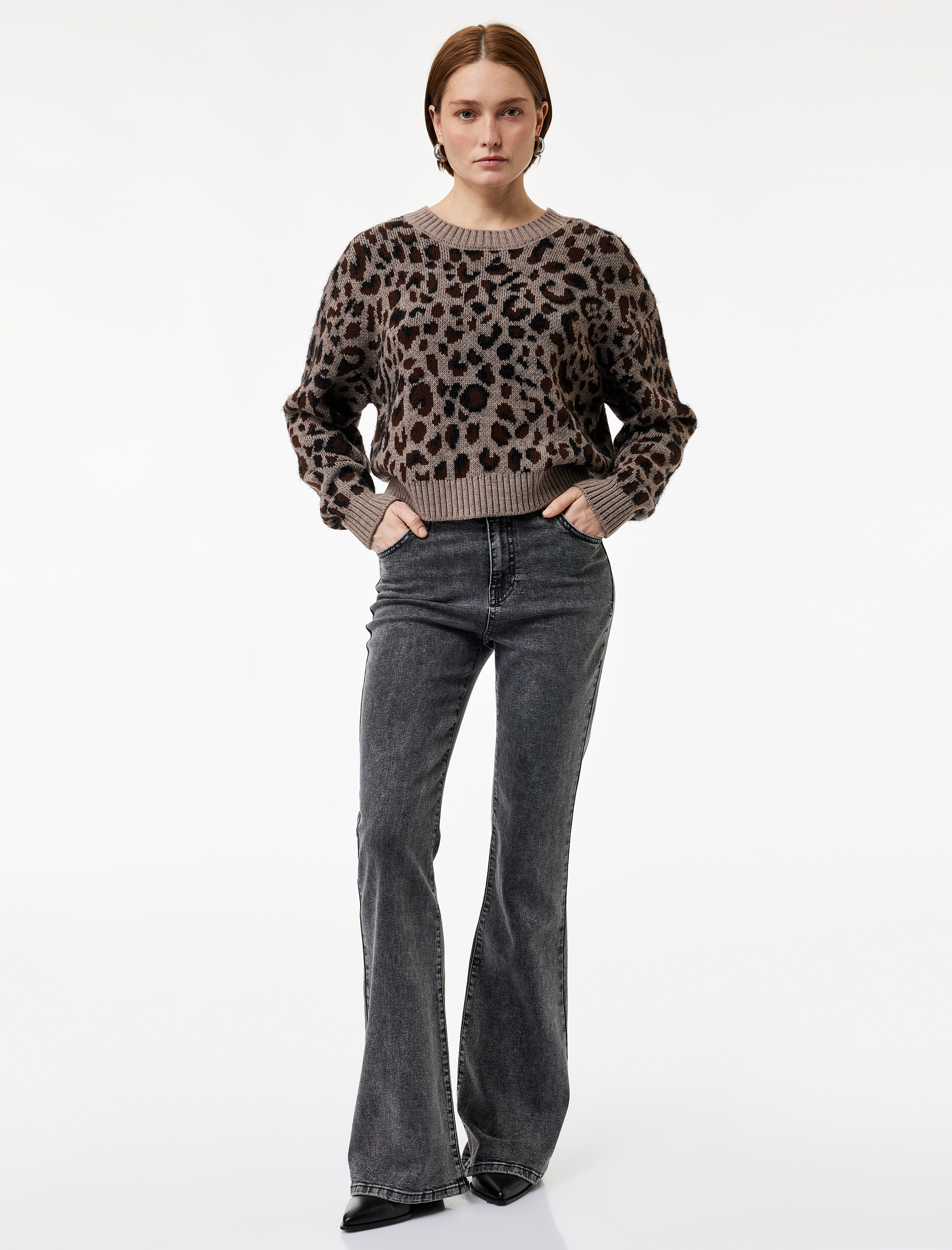   Cepli Dar Kalıp İspanyol Paça Jean Pantolon - Flare Jeans