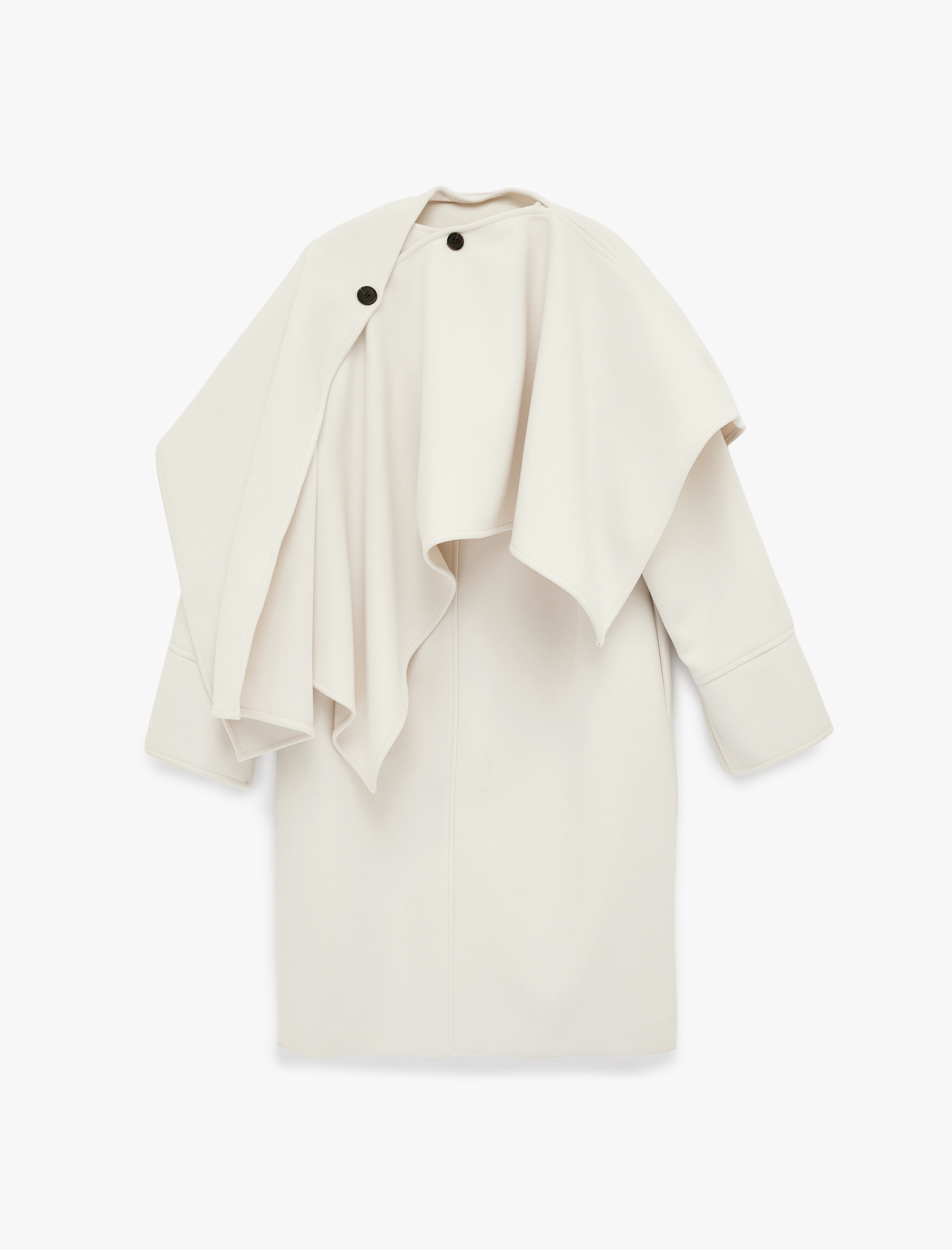   Oversize Kaşe Şal Yaka Kaban Uzun Kollu Düğmeli Cepli