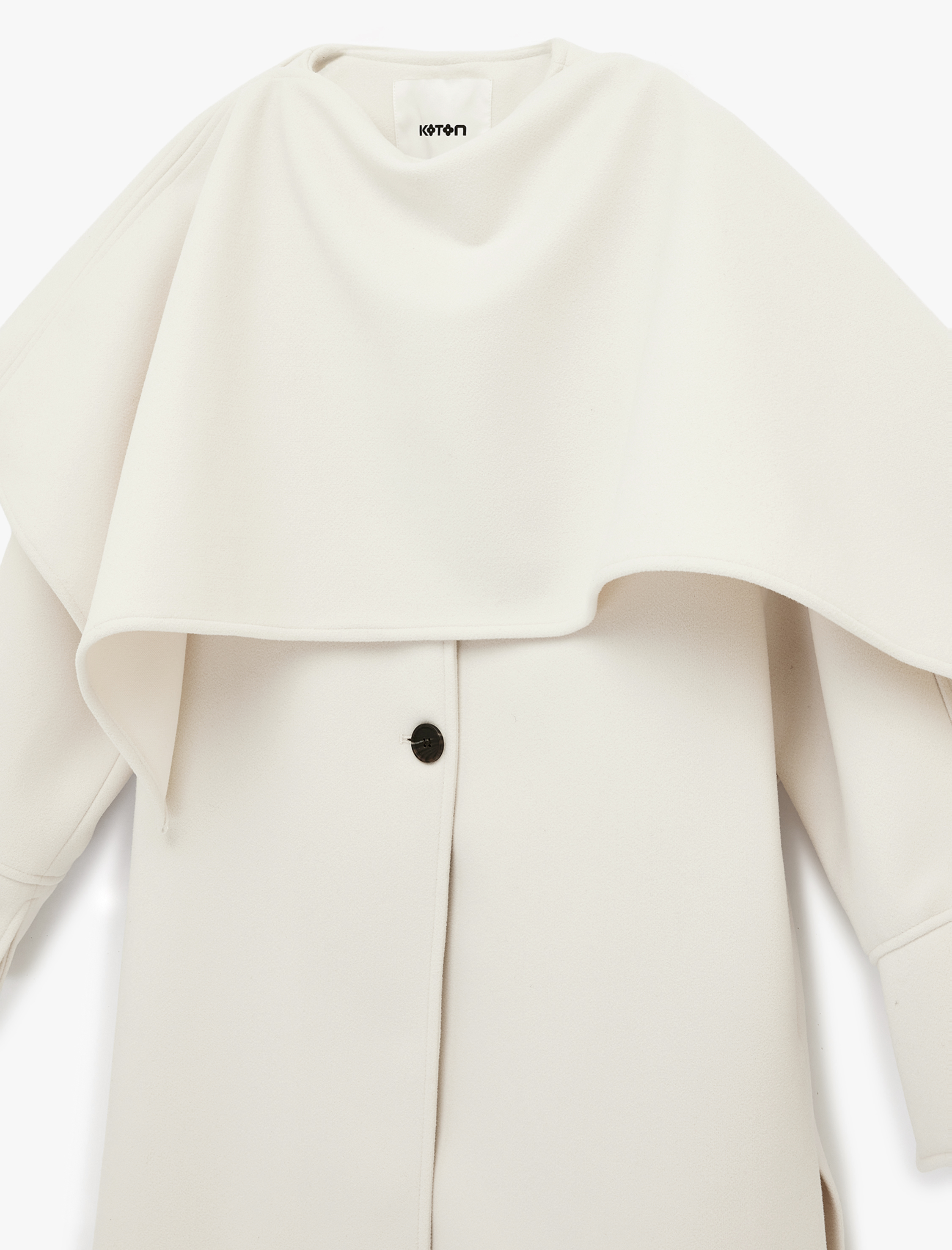   Oversize Kaşe Şal Yaka Kaban Uzun Kollu Düğmeli Cepli