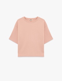 Straight Fit Bisiklet Yaka Pamuklu Kısa Kollu Tişört