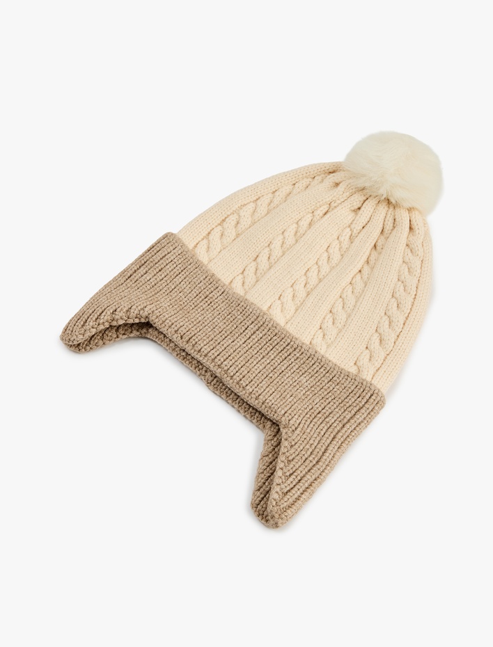 Erkek Bebek Ponpon Detaylı Triko Bere