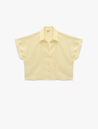 Kısa Kollu Kaçık Yaka Oversize Saten Gömlek