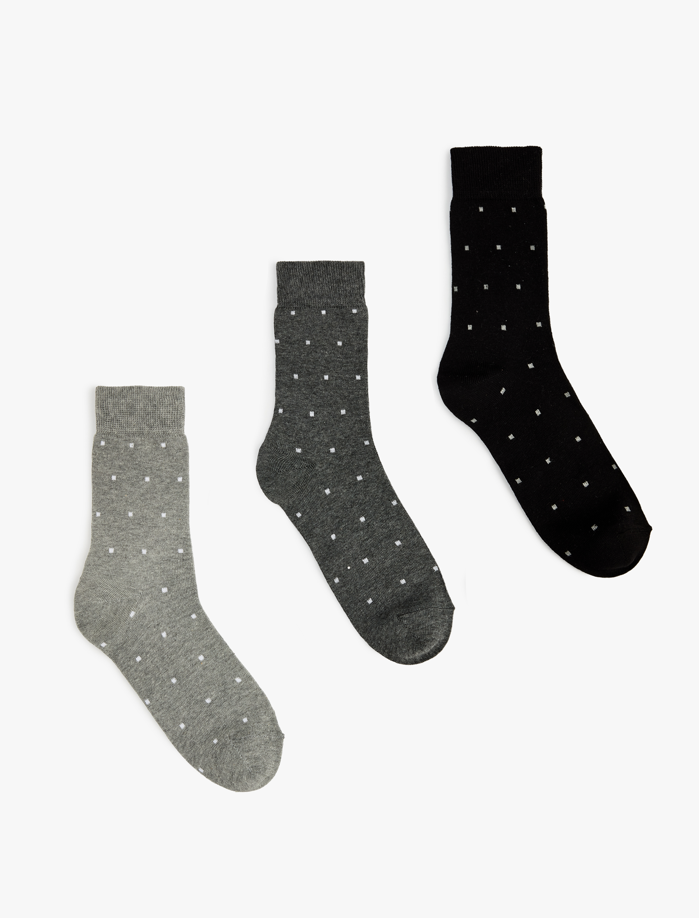  Erkek Puantiyeli Pamuklu 3'lü Soket Çorap Seti