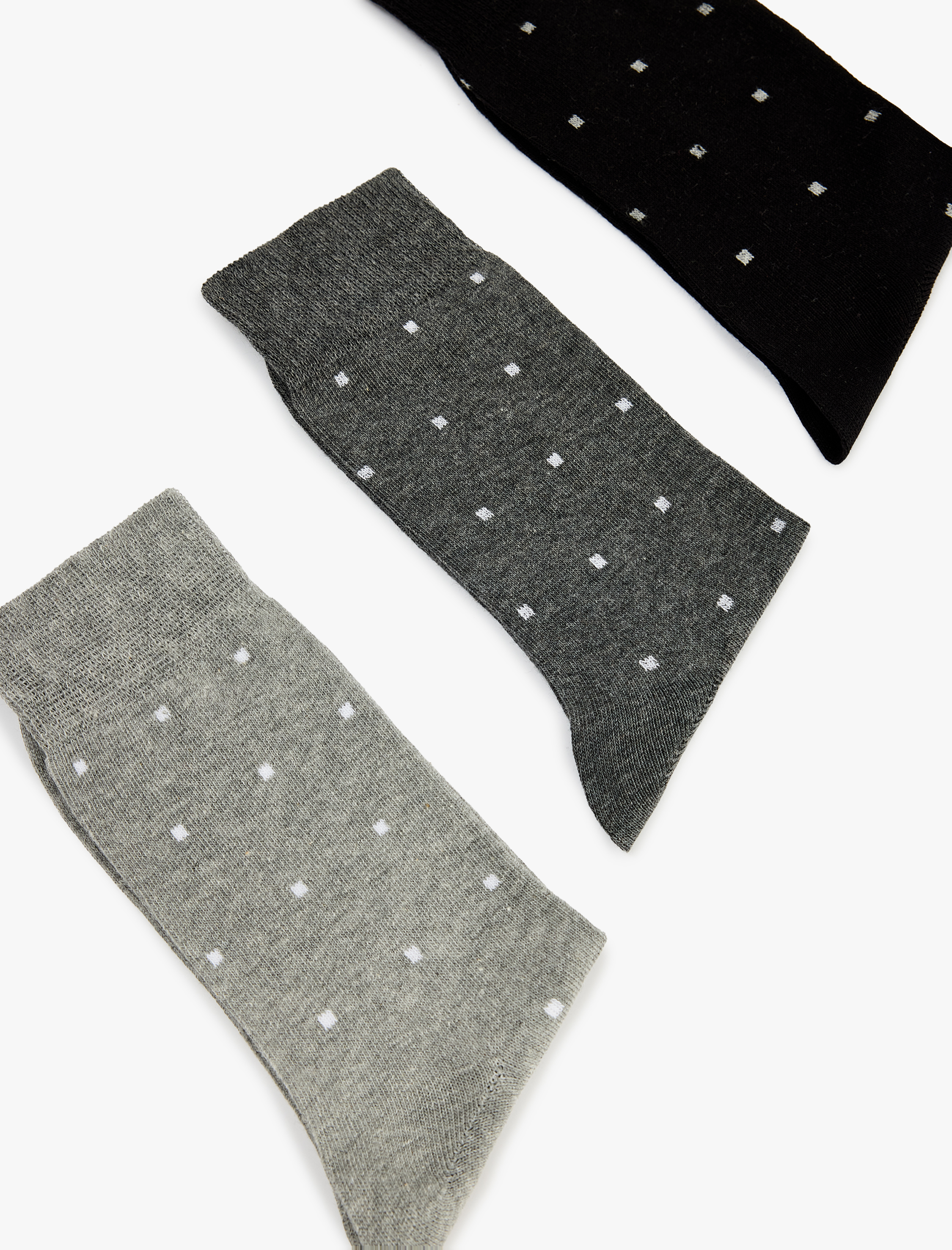  Erkek Puantiyeli Pamuklu 3'lü Soket Çorap Seti