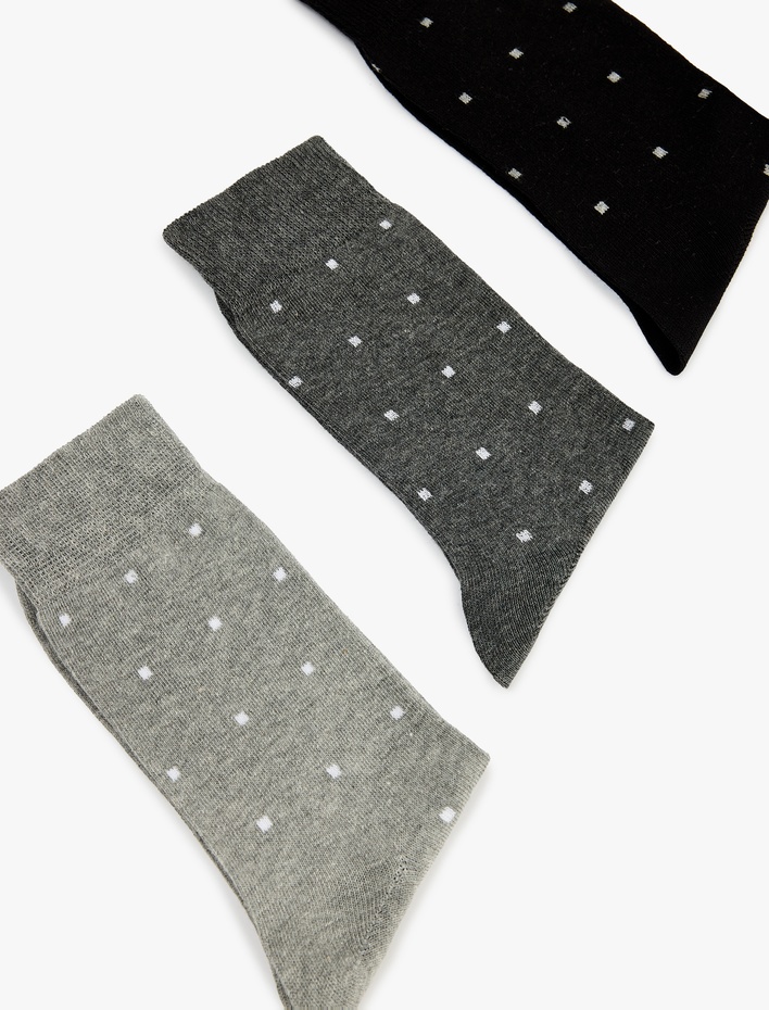 Erkek Puantiyeli Pamuklu 3'lü Soket Çorap Seti