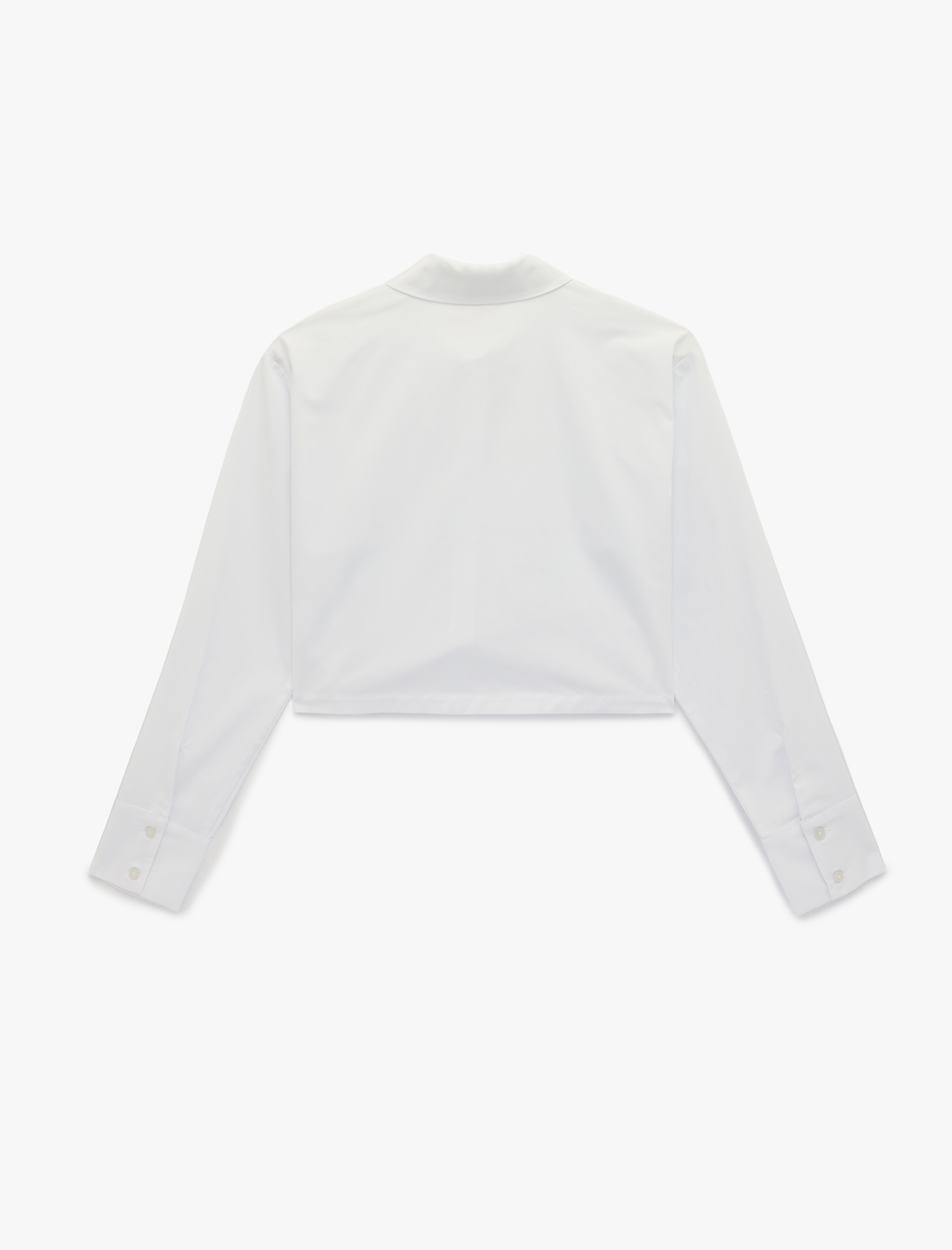   Regular Fit Pamuklu Klasik Yaka Uzun Kollu Crop Gömlek