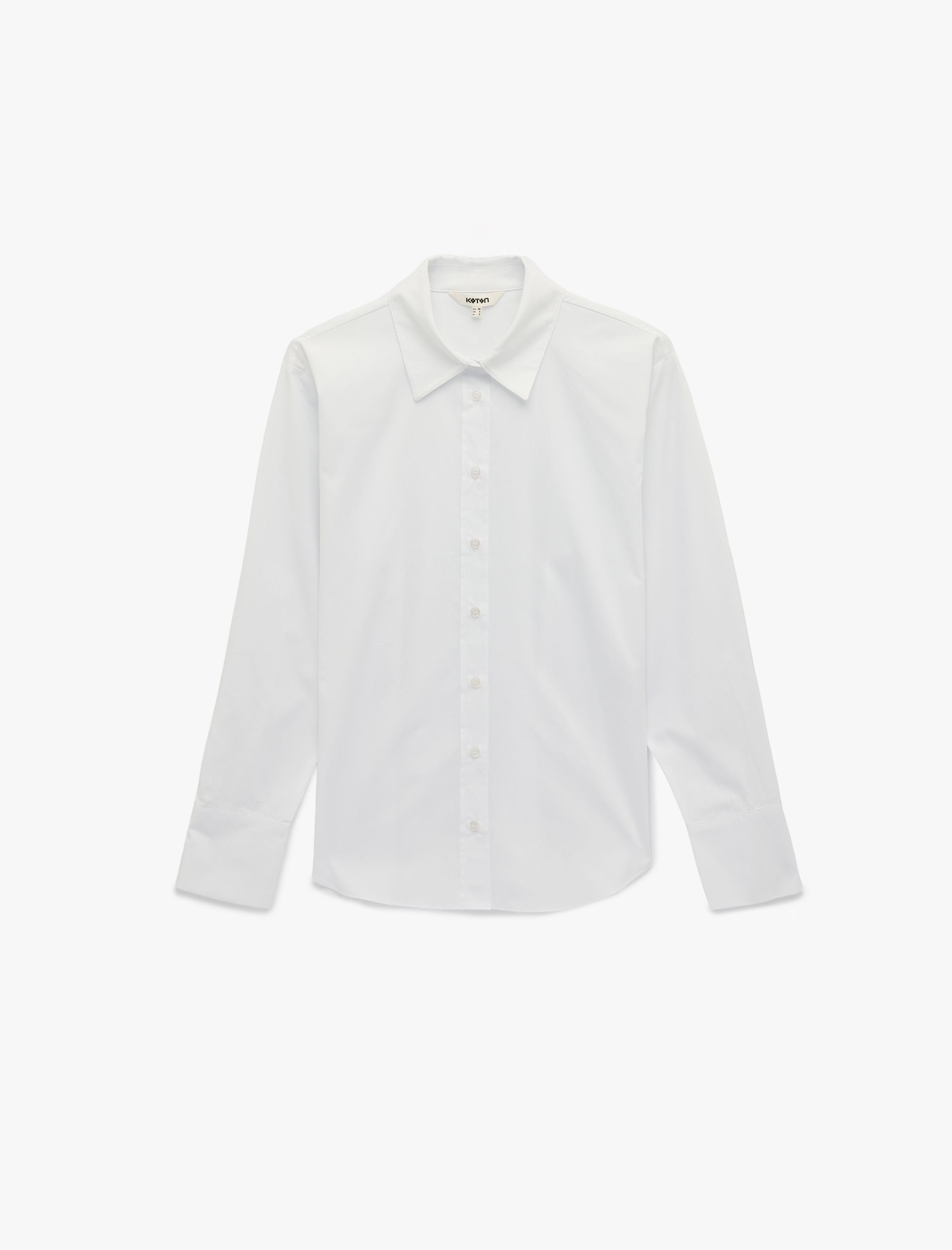   Pamuklu Klasik Yaka Düğmeli Uzun Kollu Oversize Gömlek