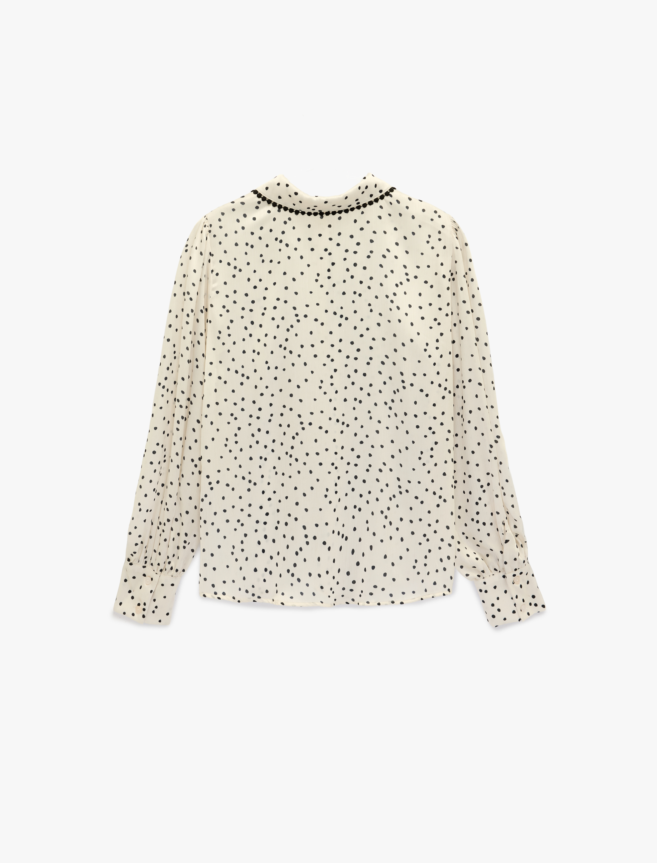   Regular Fit Puantiyeli Bağlama Detaylı Klasik Yaka Uzun Kollu Gömlek