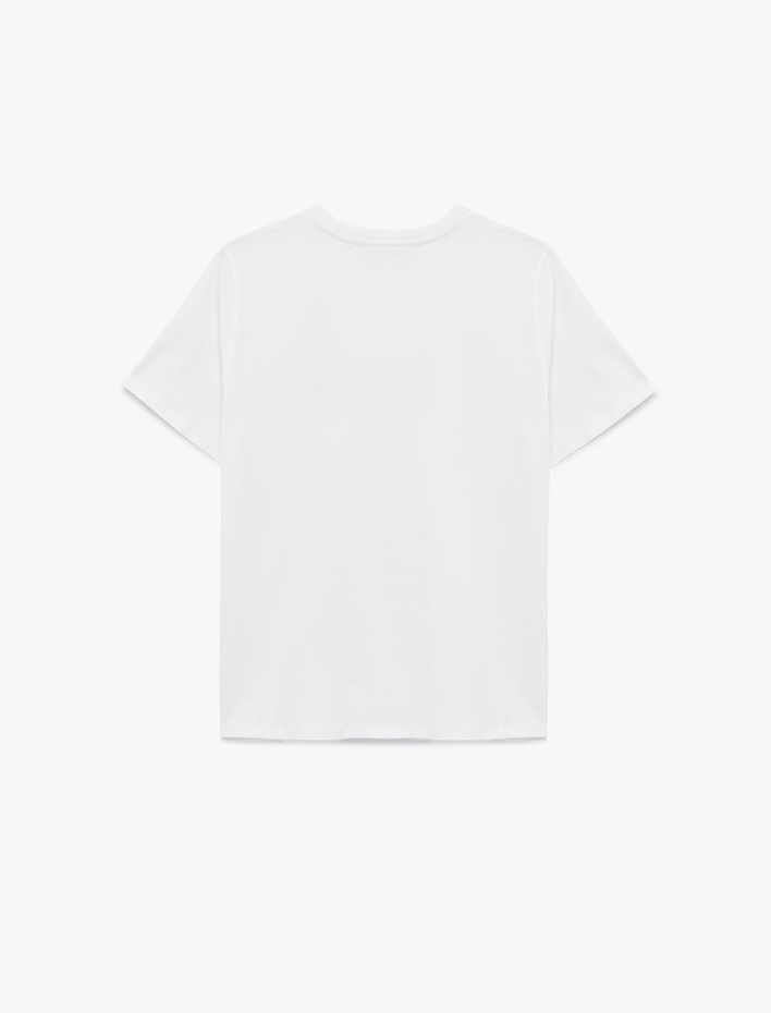  Regular Fit Kısa Kollu Pamuklu Bisiklet Yaka Baskılı Tişört