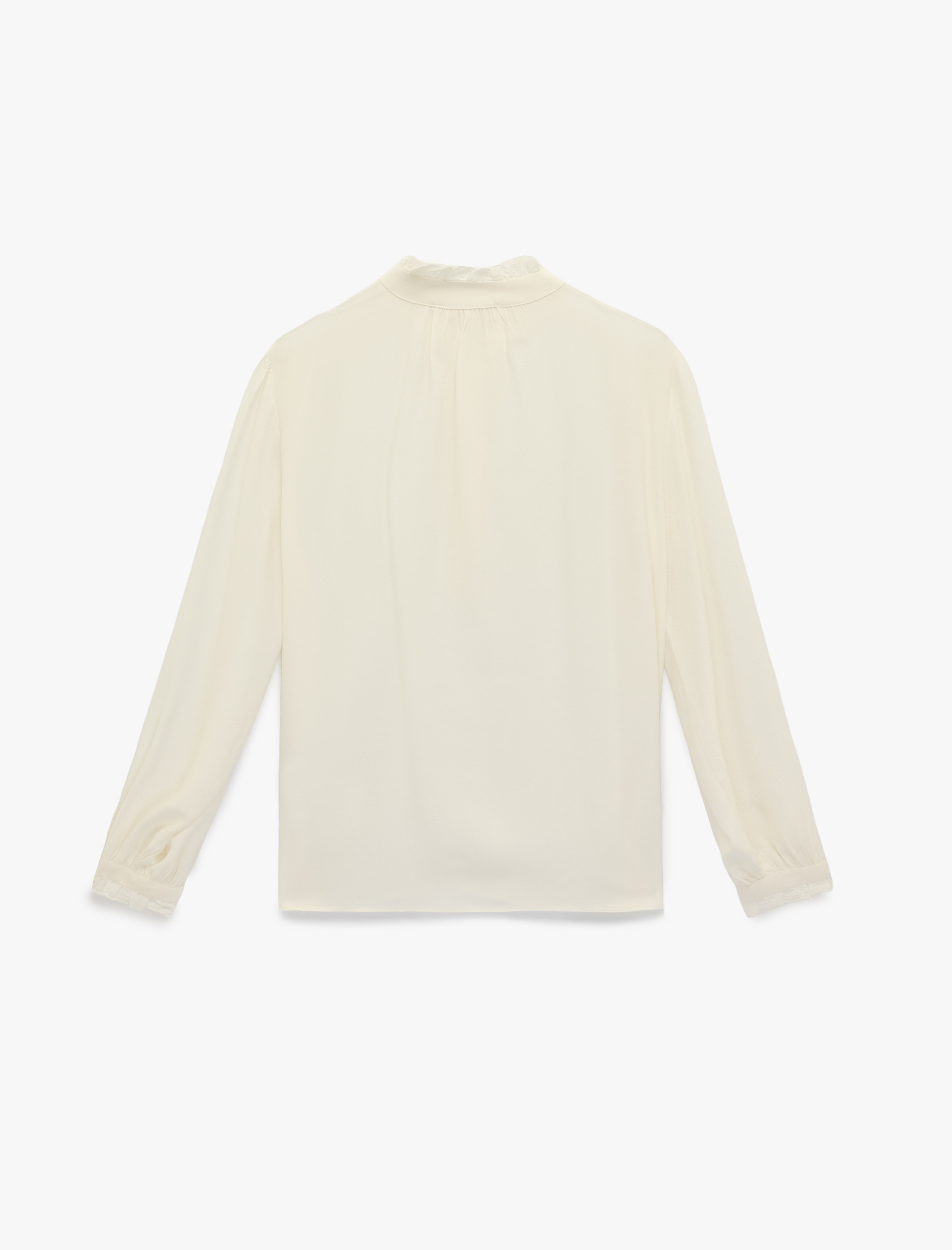   Uzun Kollu Fırfırlı Yaka Düğmeli Viskon Gömlek