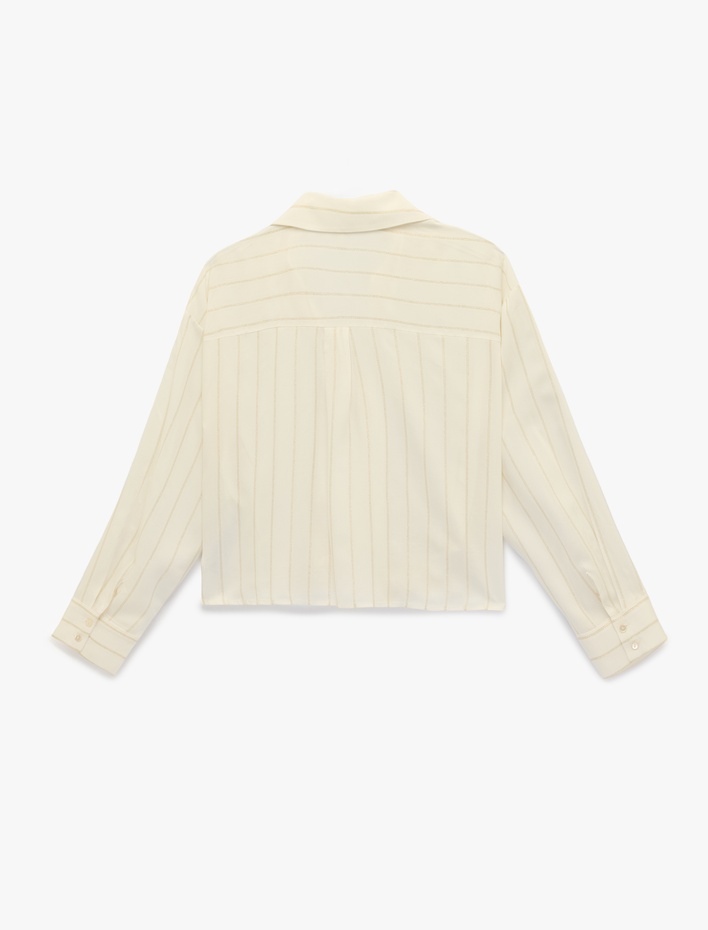  Regular Fit Klasik Yaka Viskon Büzgülü Asimetrik Uzun Kollu Gömlek