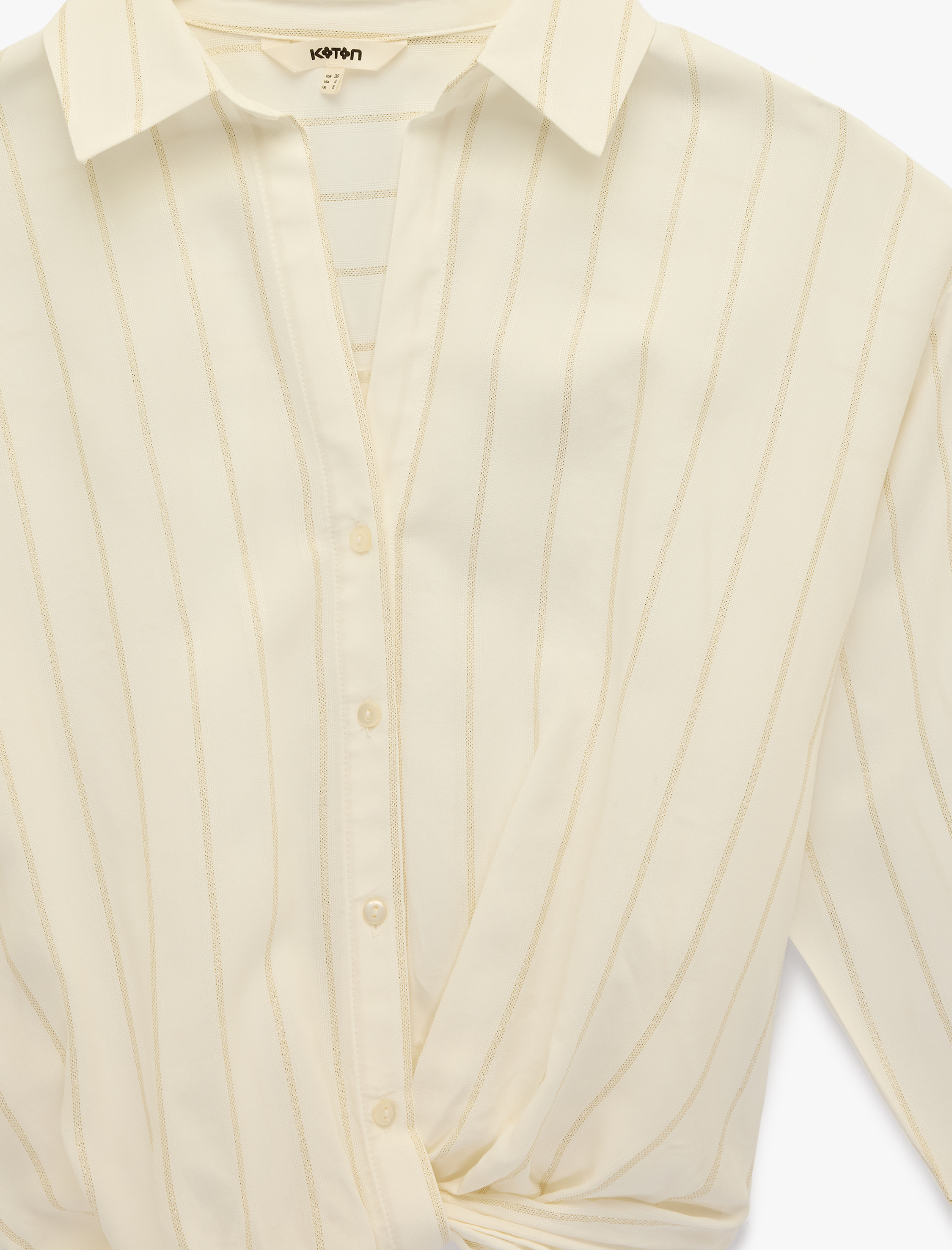   Regular Fit Klasik Yaka Viskon Büzgülü Asimetrik Uzun Kollu Gömlek