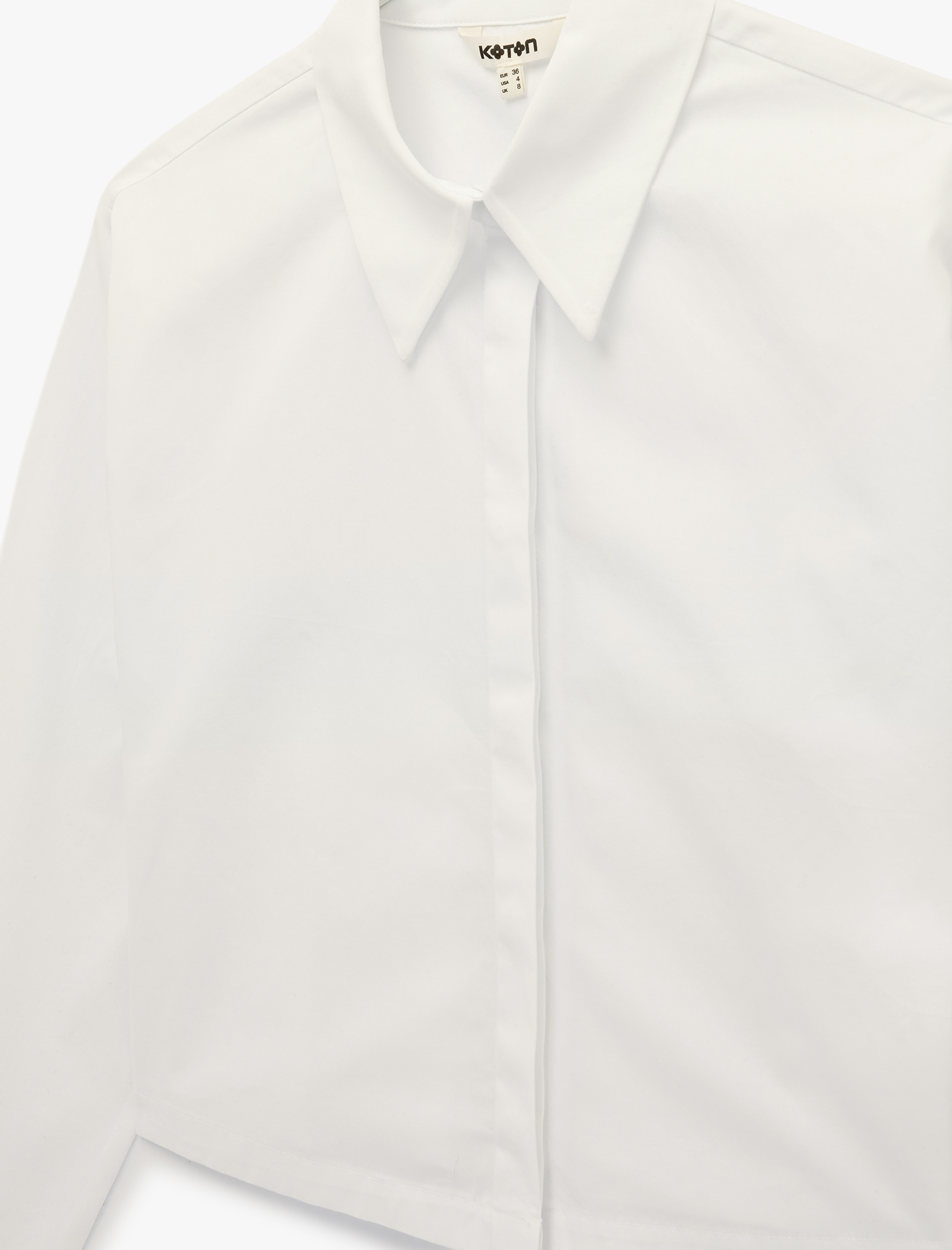   Regular Fit Uzun Kollu Klasik Yaka Crop Gömlek