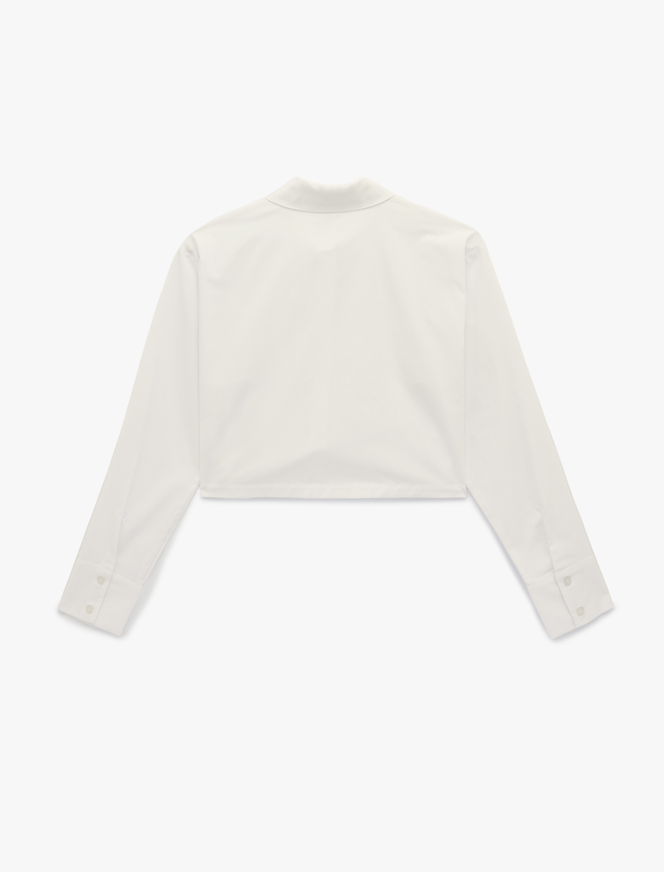   Regular Fit Uzun Kollu Klasik Yaka Crop Gömlek